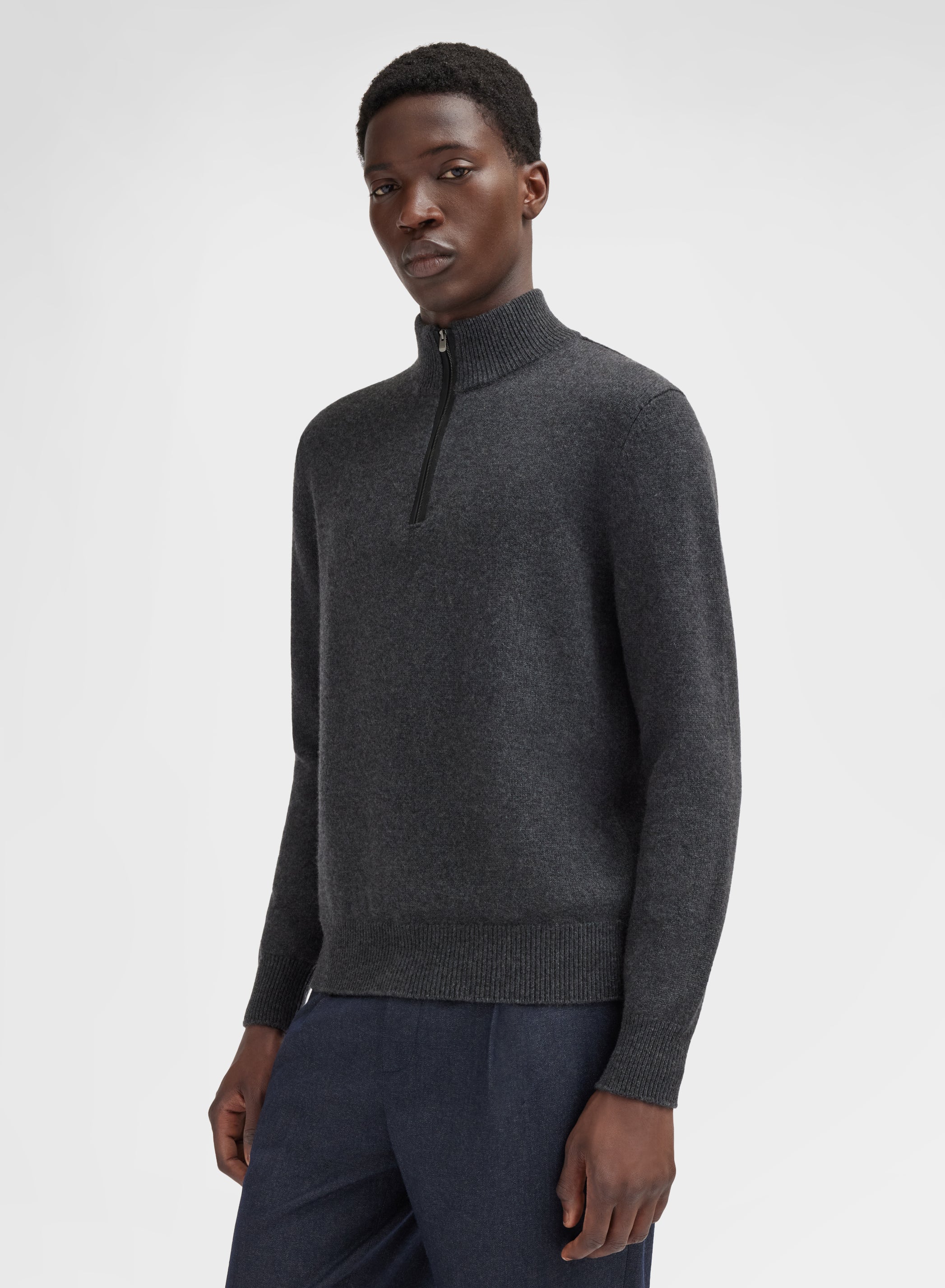 LONG SLEEVE HIGH NECK CASHMERE TUBOLARE CHARCOAL