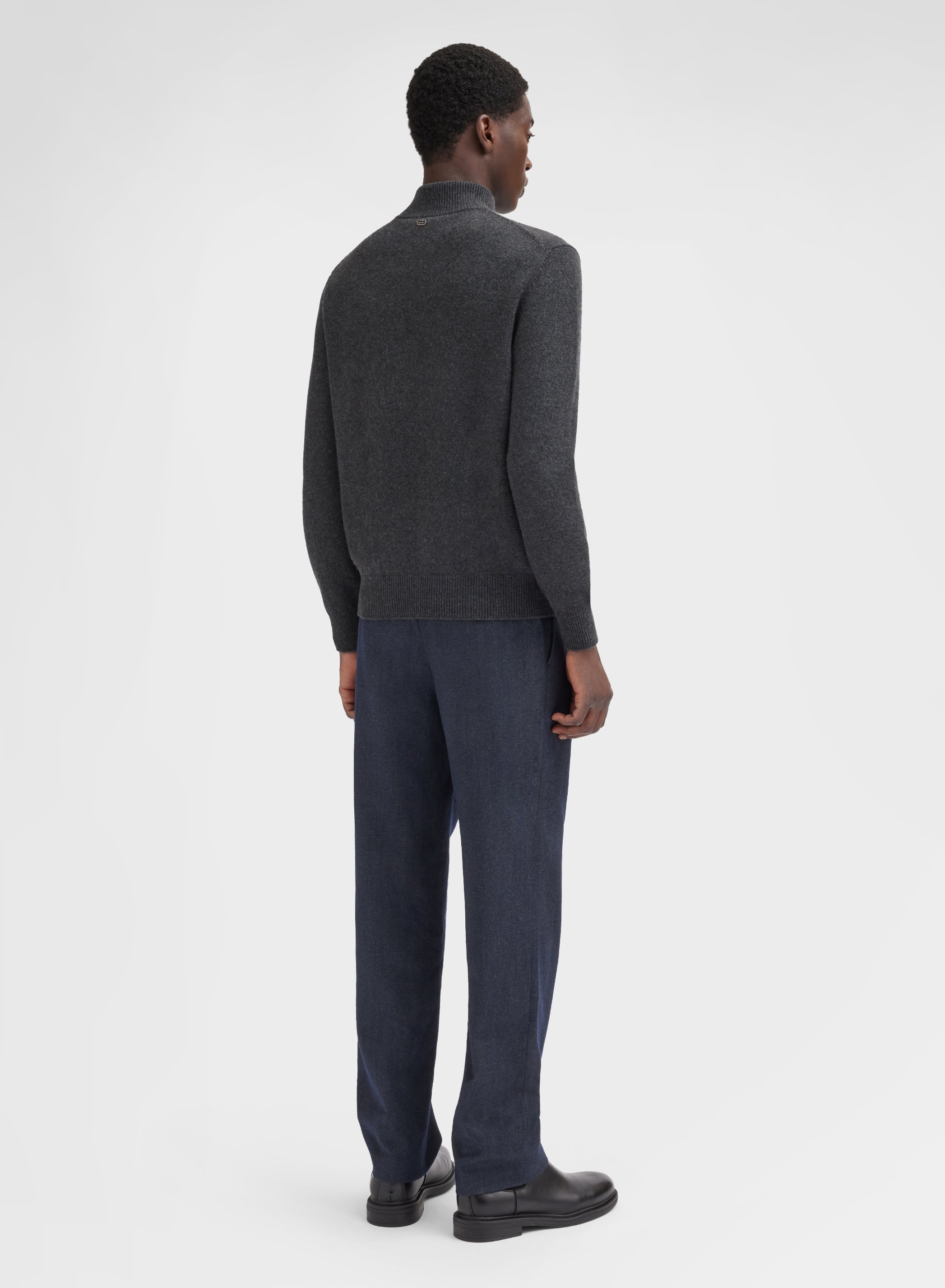 LONG SLEEVE HIGH NECK CASHMERE TUBOLARE CHARCOAL