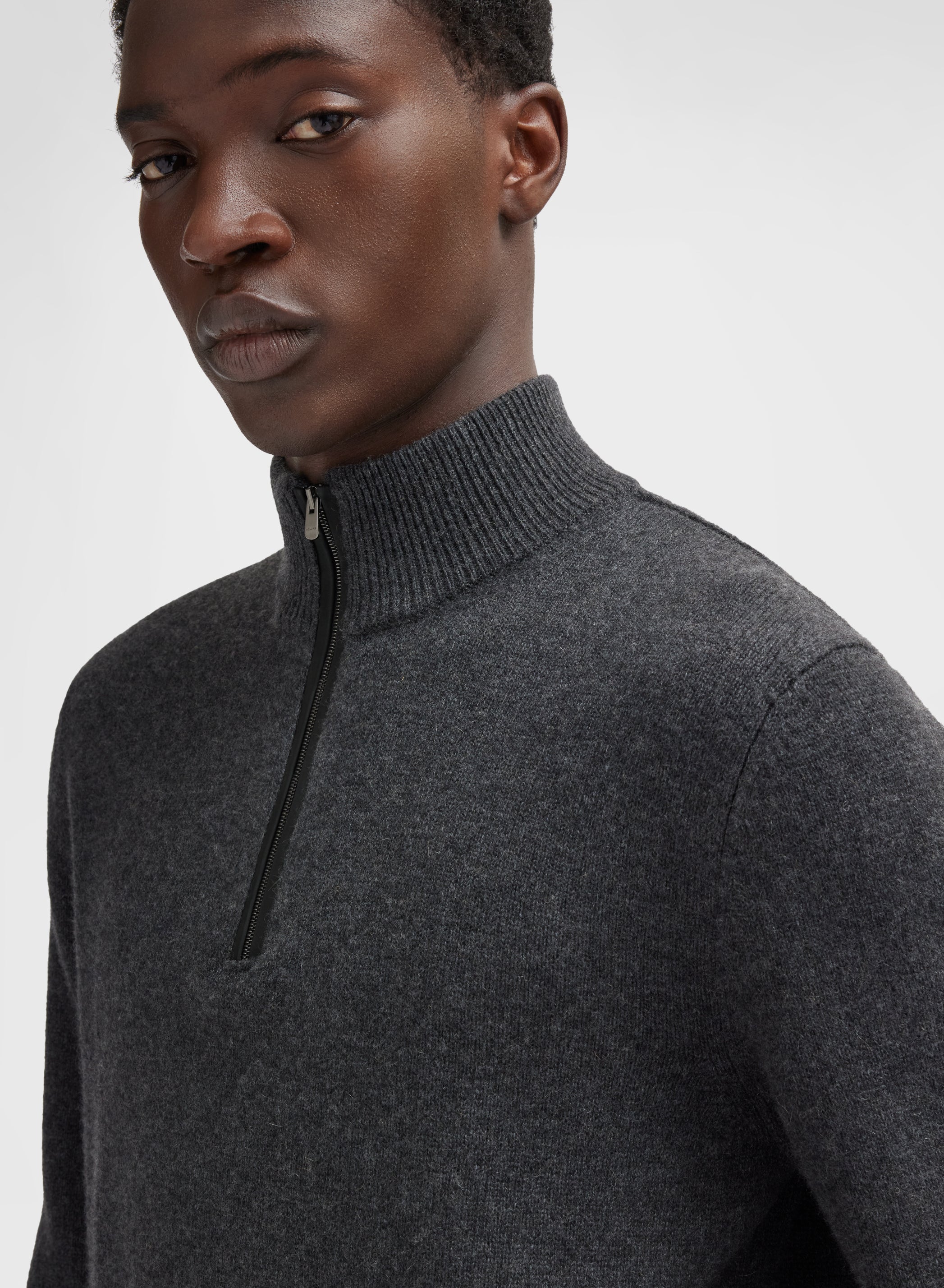 LONG SLEEVE HIGH NECK CASHMERE TUBOLARE CHARCOAL