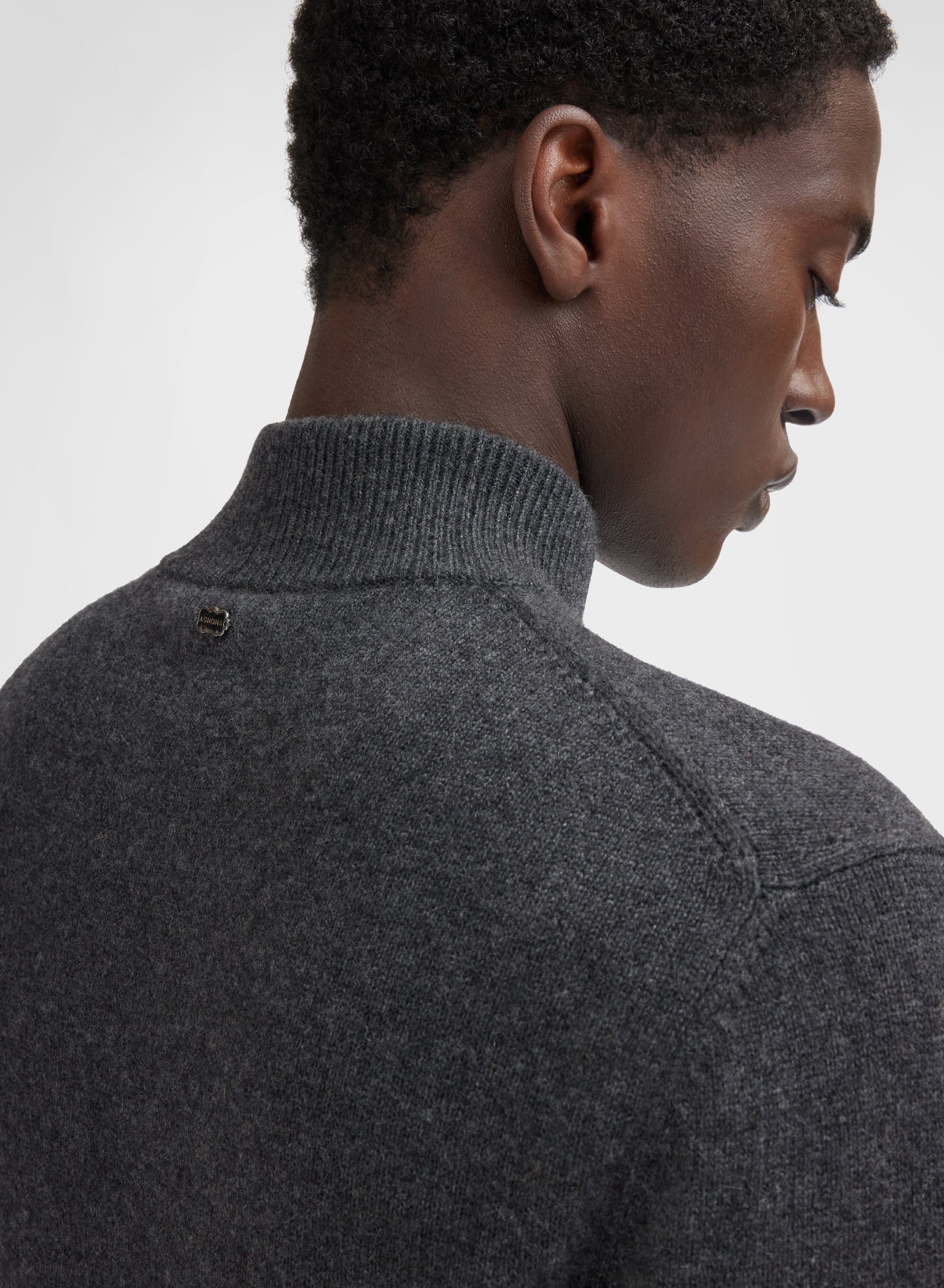 LONG SLEEVE HIGH NECK CASHMERE TUBOLARE CHARCOAL