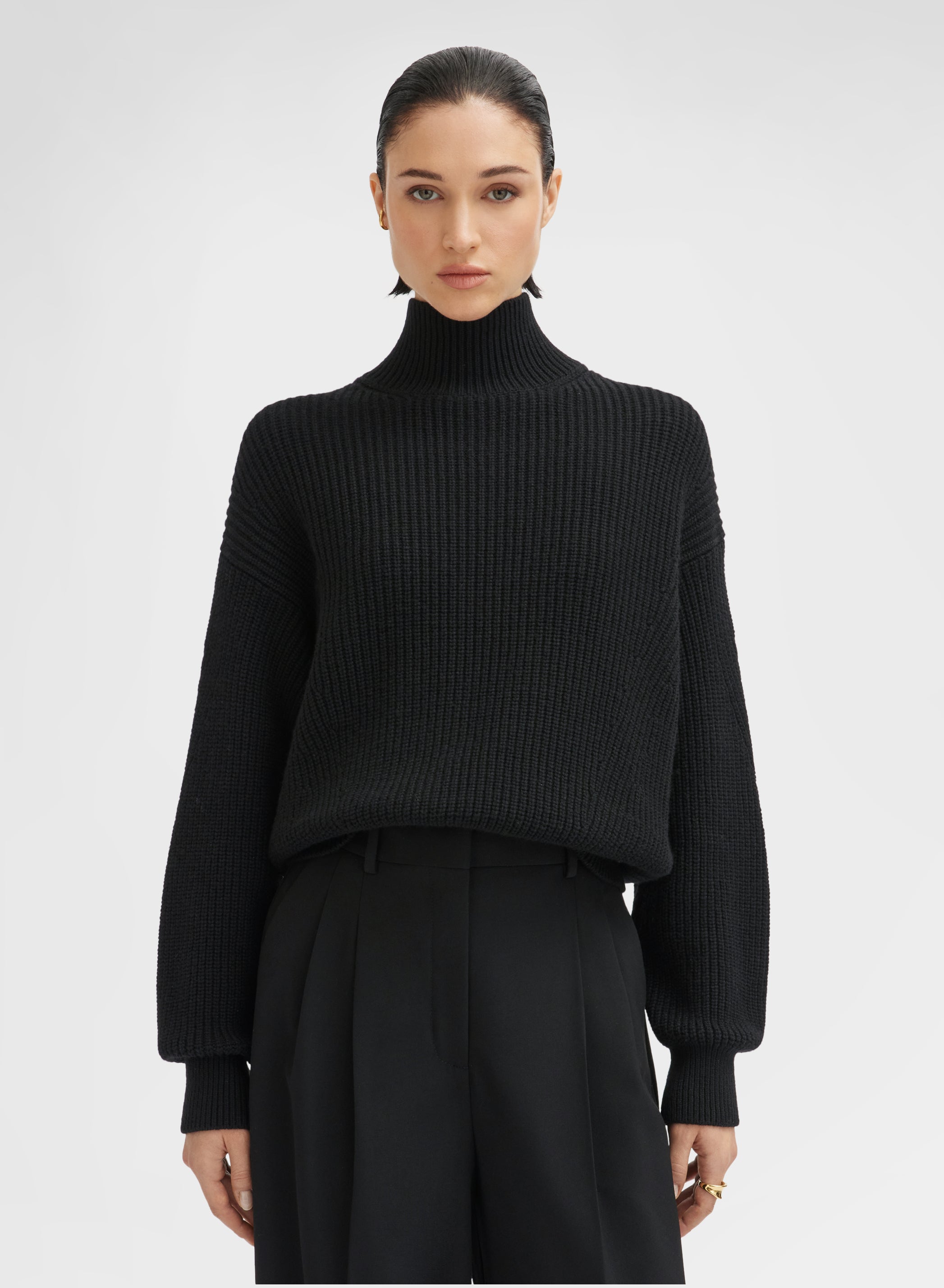 LONG SLEEVE CREWNECK CASHMERE COSTA BLACK