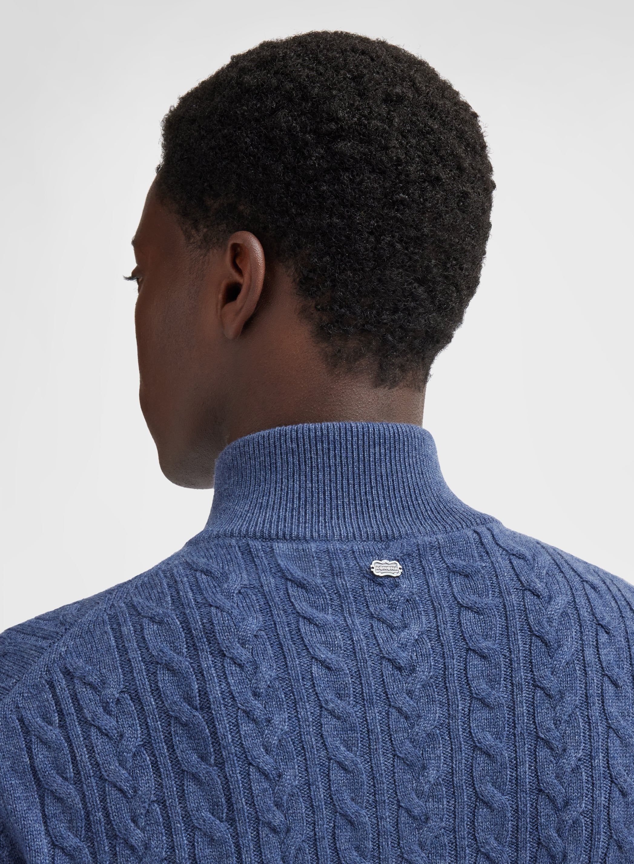 LONG SLEEVE TURTLE NECK CASHMERE TRECCIA NAVY