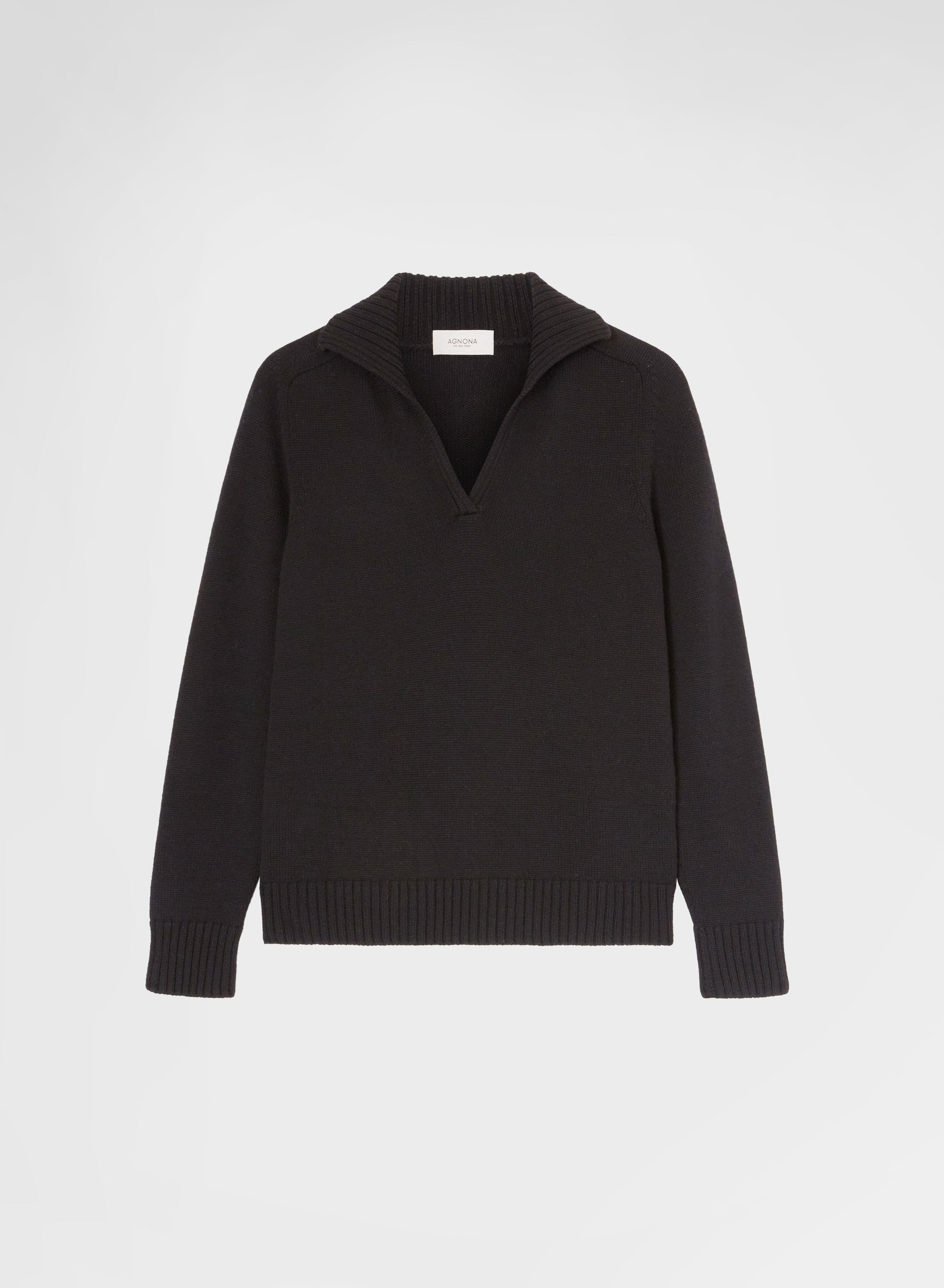 LONG SLEEVE POLO CASHMERE RASATO BLACK