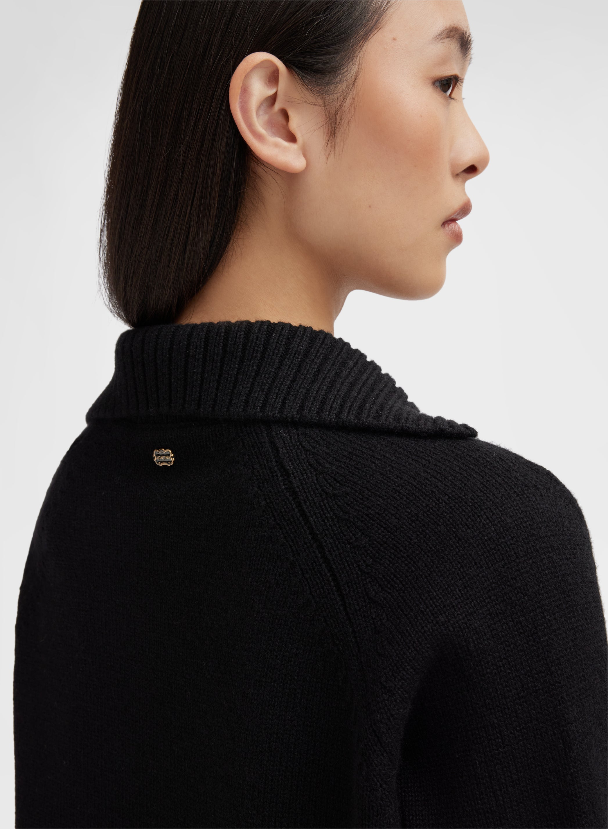 LONG SLEEVE POLO CASHMERE RASATO BLACK