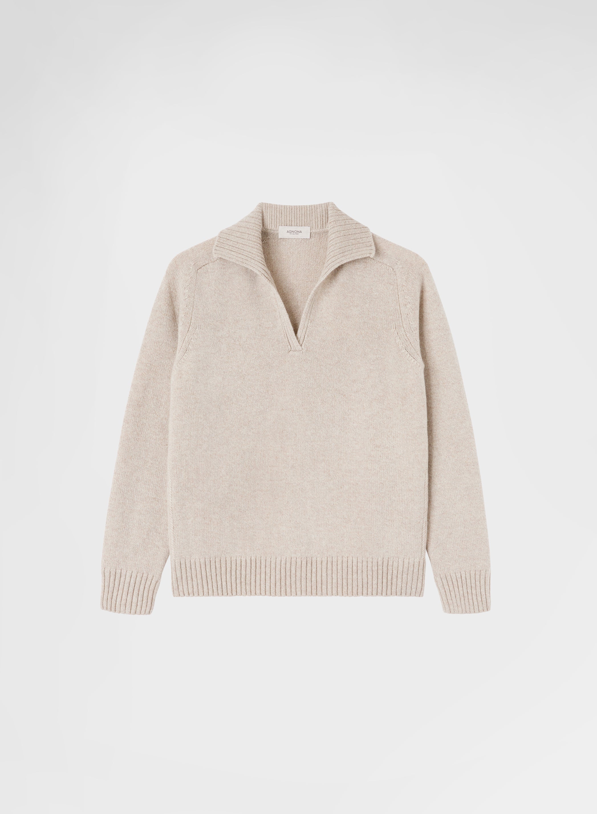 LONG SLEEVE POLO CASHMERE RASATO ALBINO