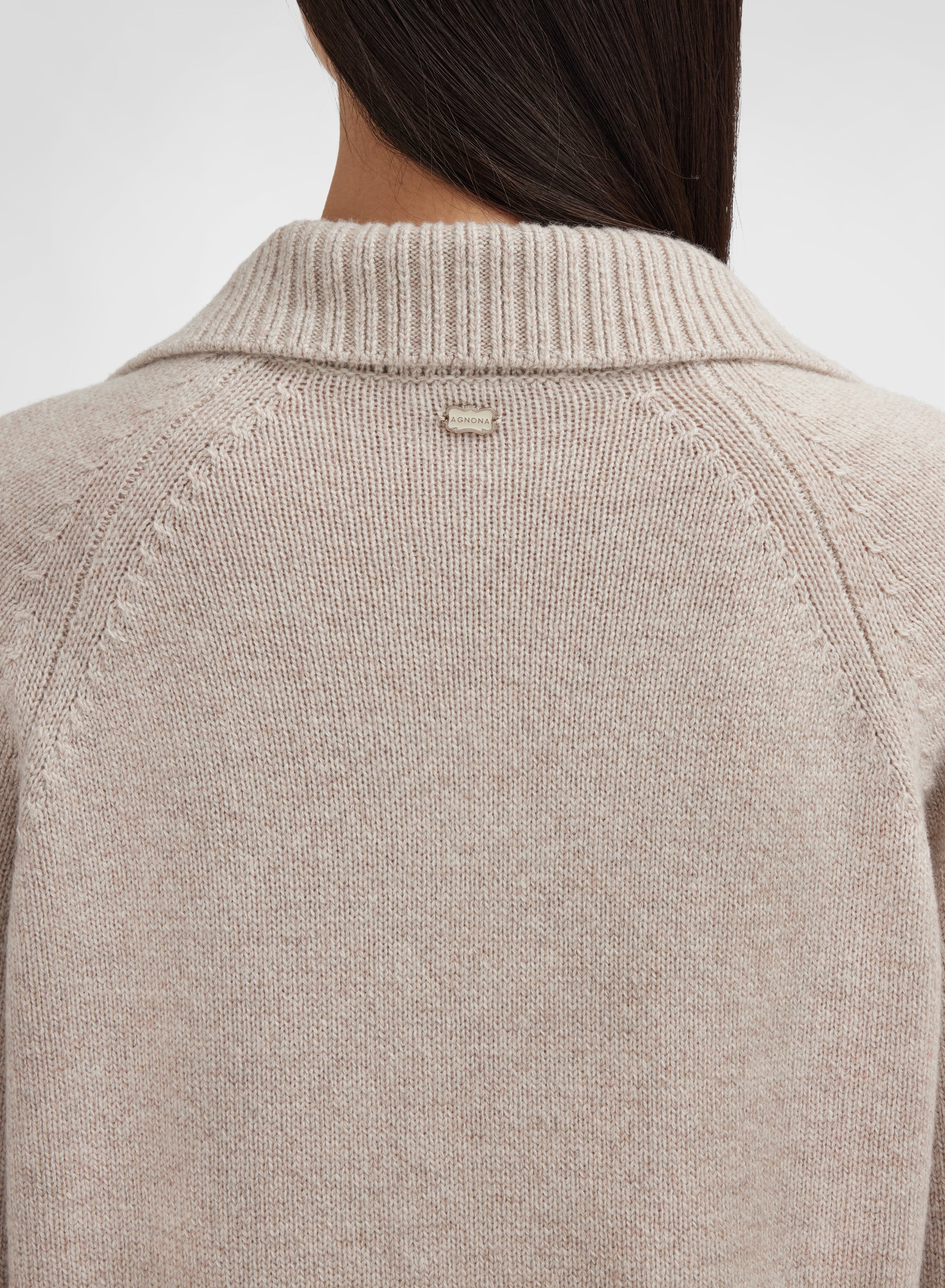 LONG SLEEVE POLO CASHMERE RASATO ALBINO