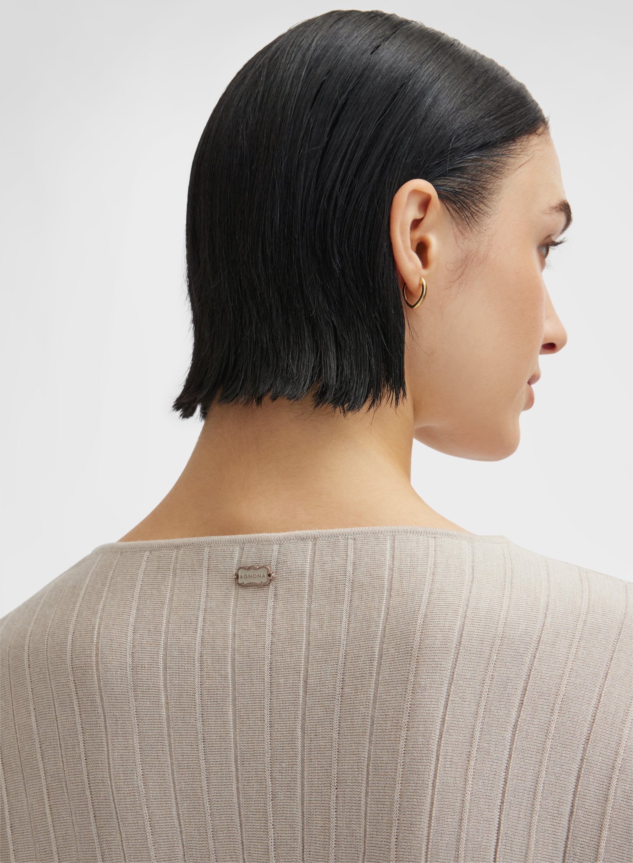 LONG SLEEVE BOAT NECK CRYSTAL PLISSE CHANTILLY