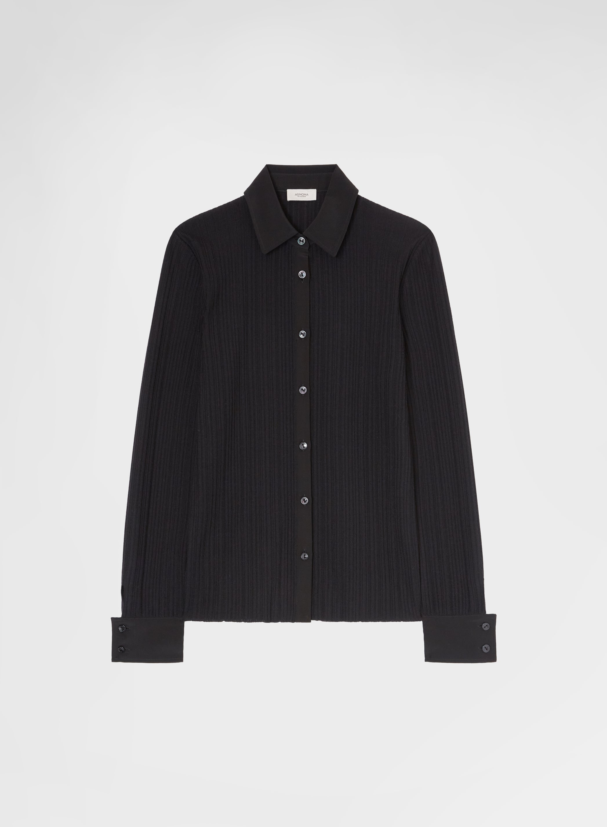 LONG SLEEVE SHIRT MICRO PLISSE BLACK