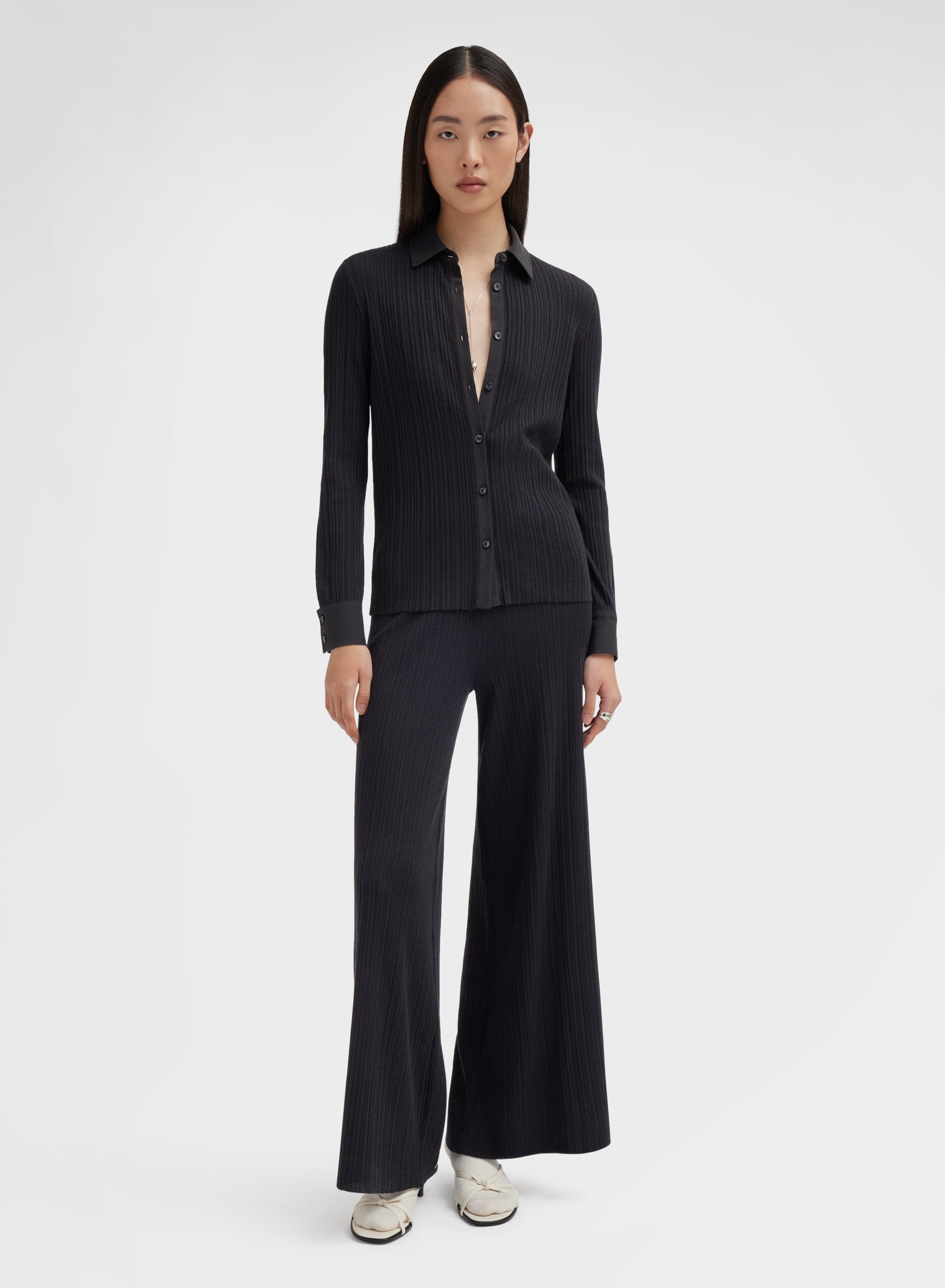 LONG SLEEVE SHIRT MICRO PLISSE BLACK