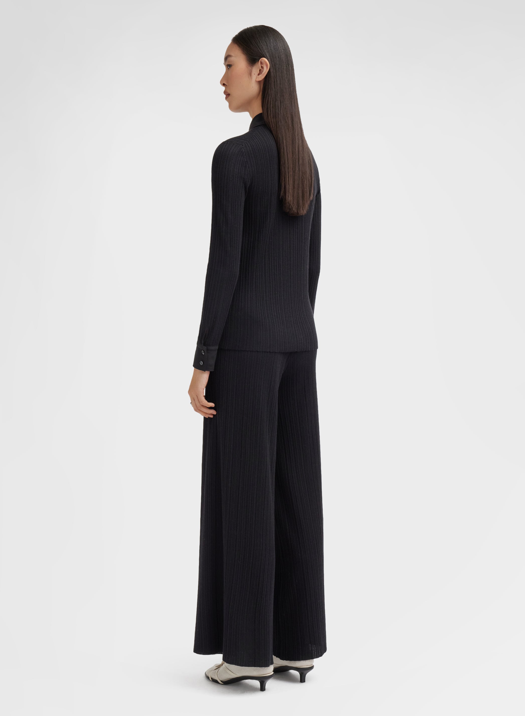 LONG SLEEVE SHIRT MICRO PLISSE BLACK