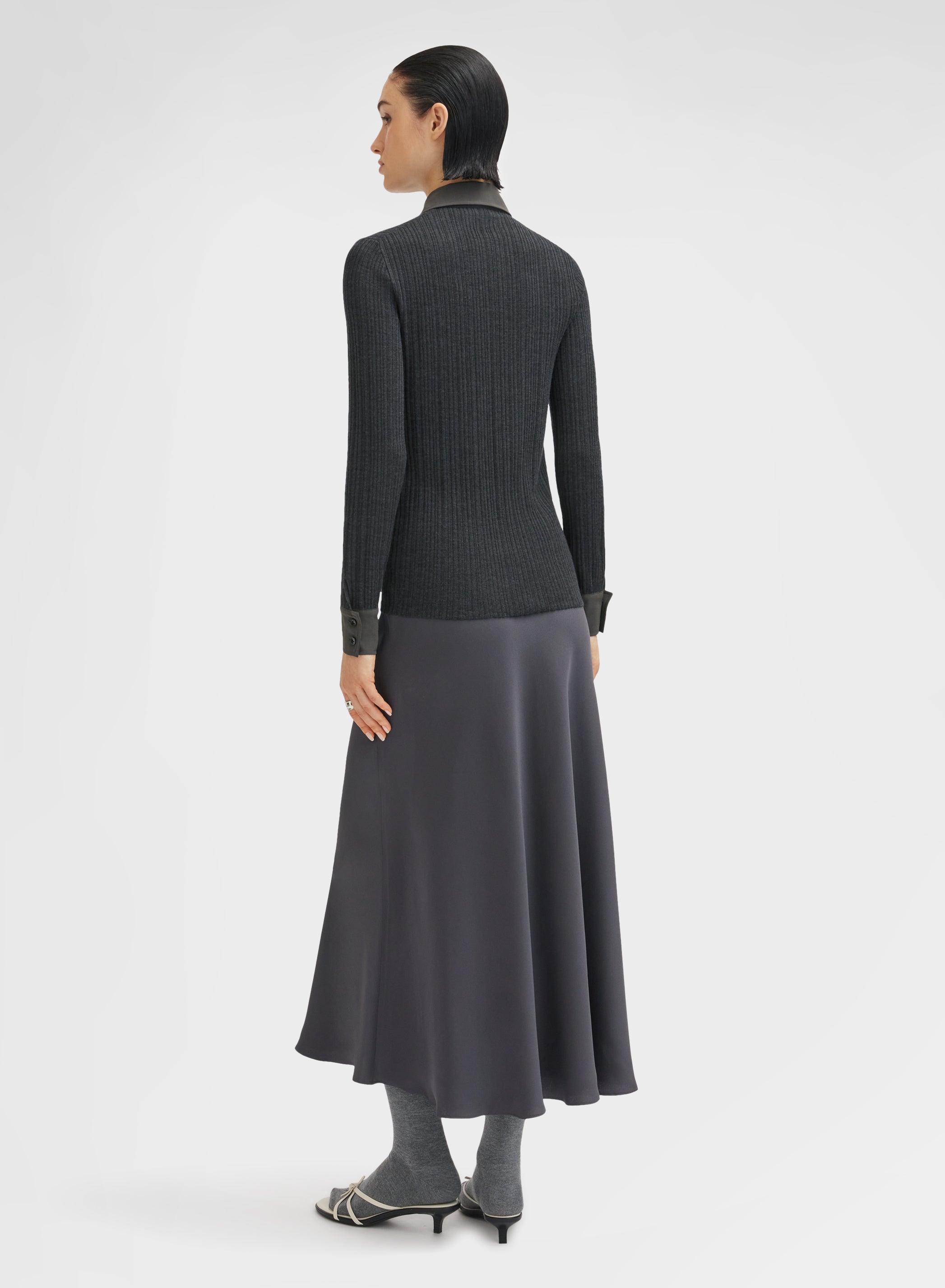 LONG SLEEVE SHIRT MICRO PLISSE CHARCOAL