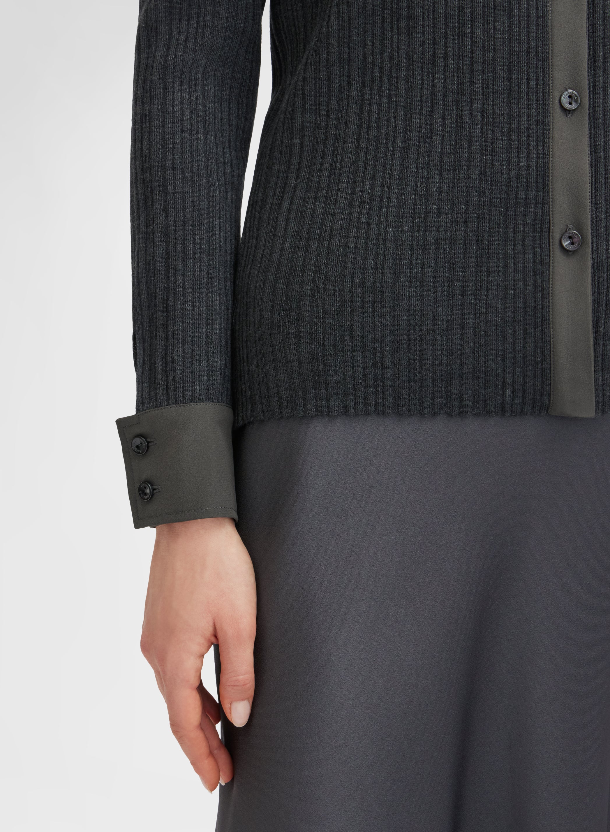 LONG SLEEVE SHIRT MICRO PLISSE CHARCOAL