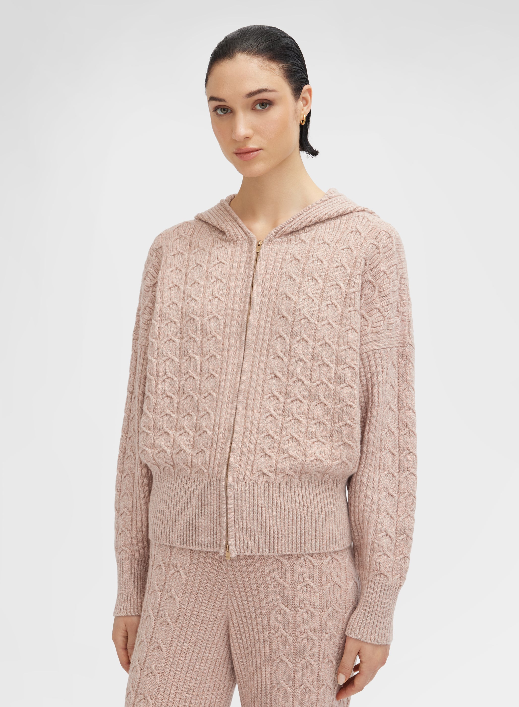 LONG SLEEVE CASHMERE PLAIT ROSE