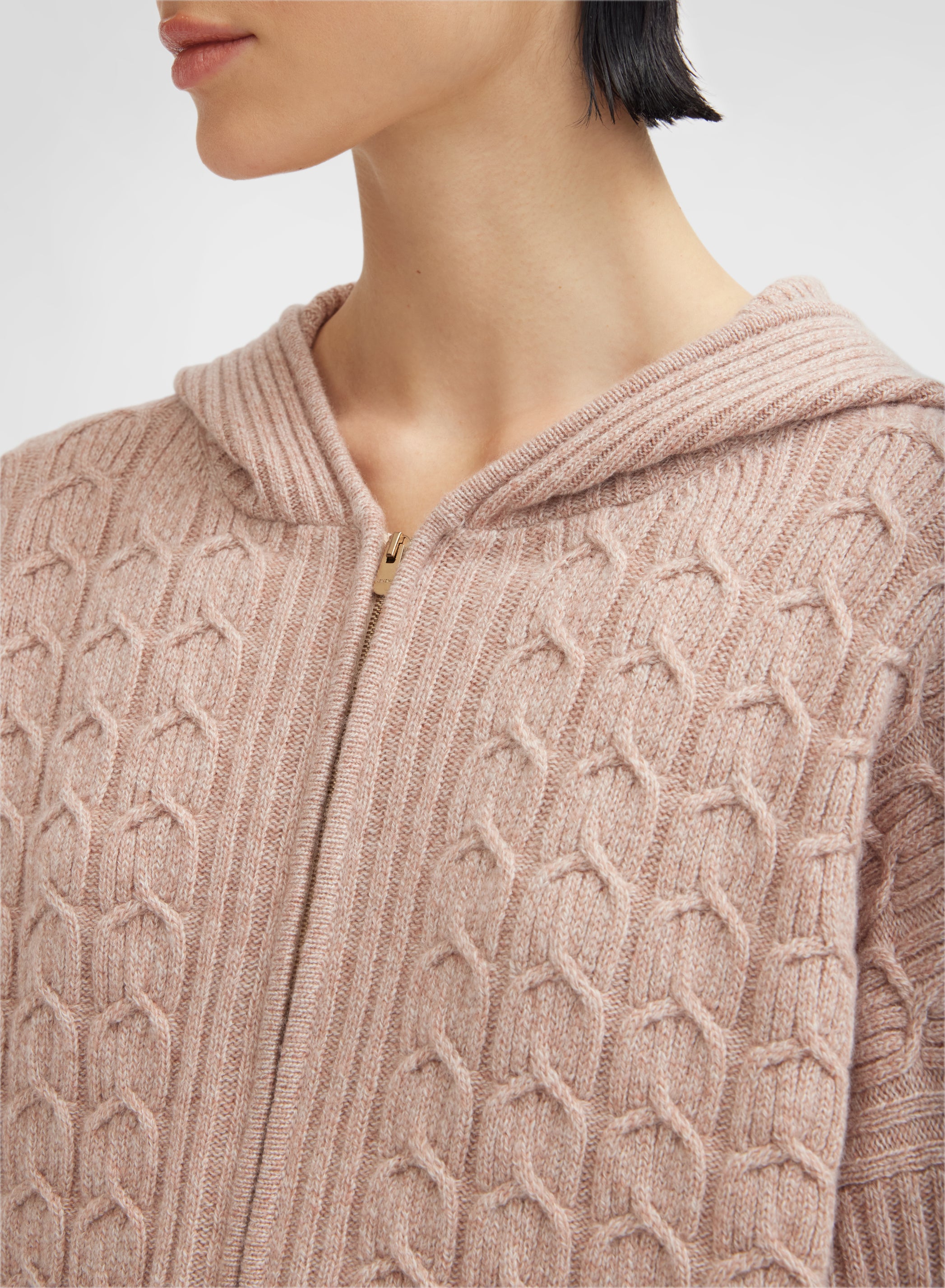 LONG SLEEVE CASHMERE PLAIT ROSE