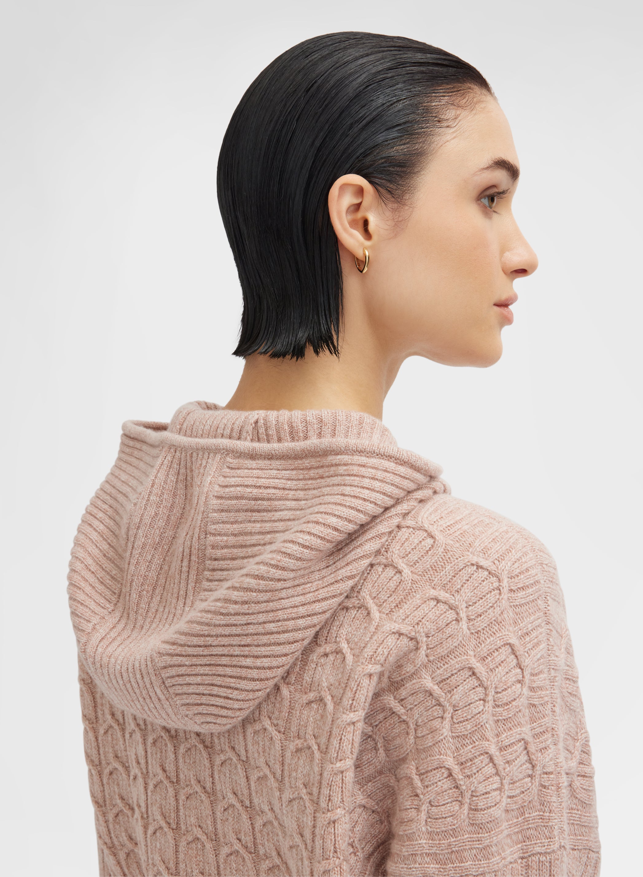 LONG SLEEVE CASHMERE PLAIT ROSE