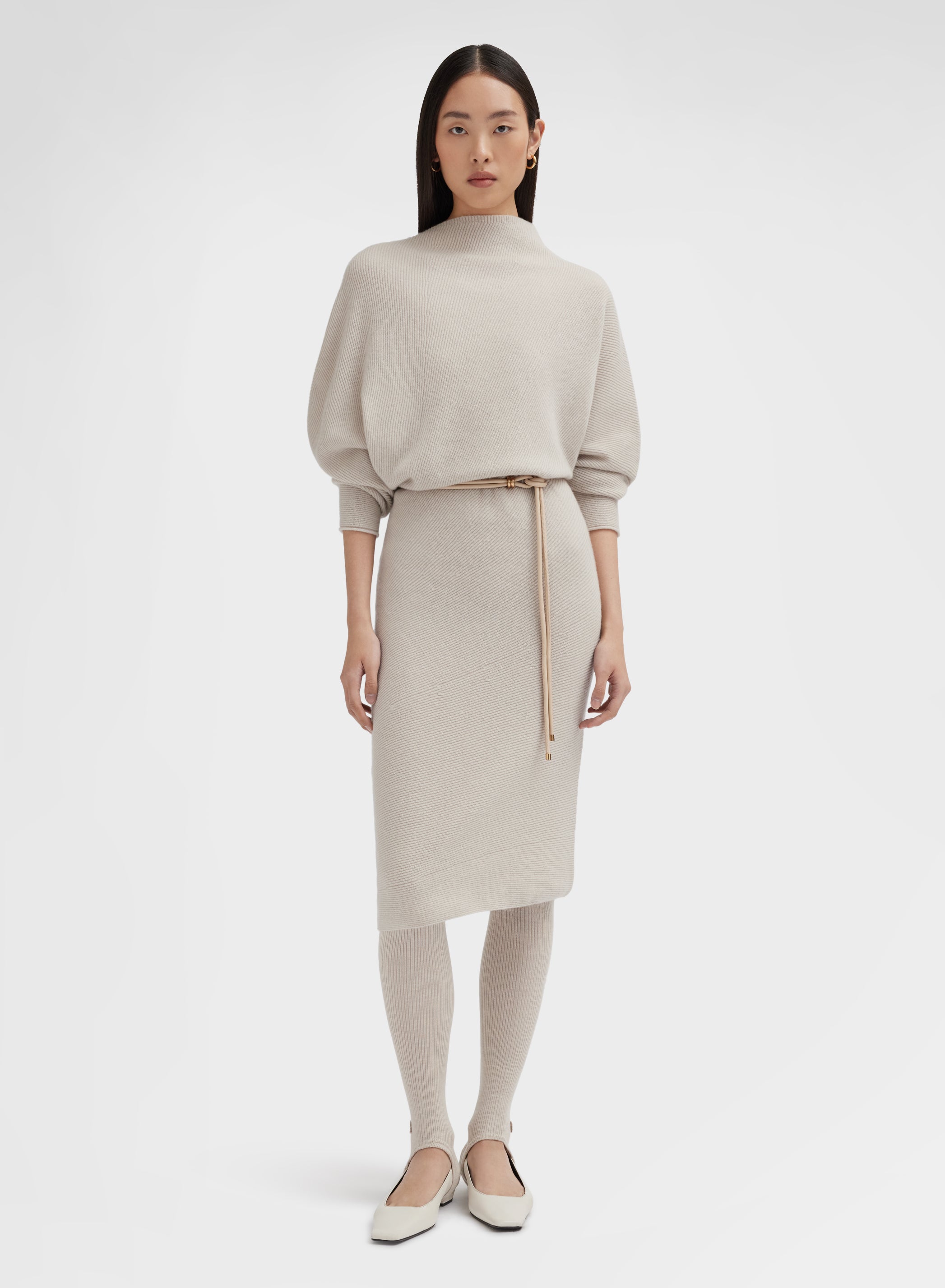 LONG SLEEVE ASYMMETRIC DRESS CASHMERE MOON