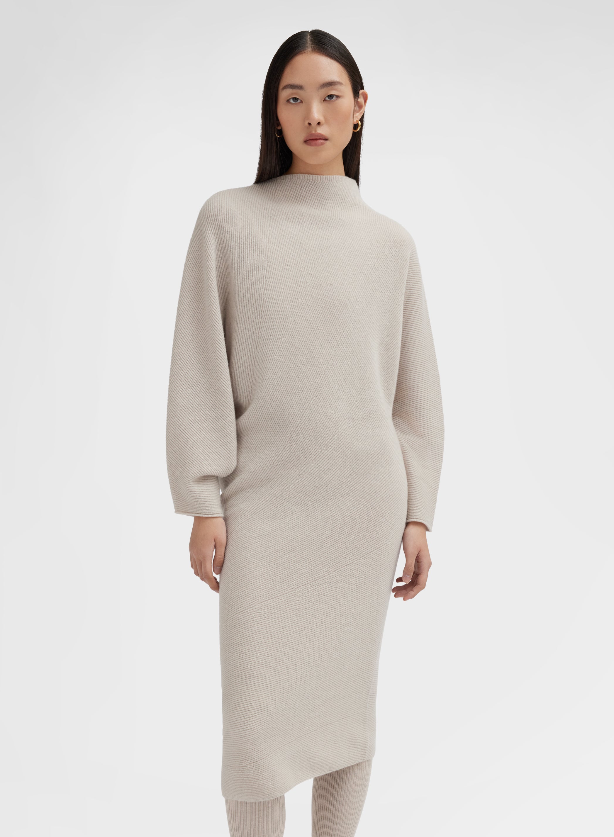 LONG SLEEVE ASYMMETRIC DRESS CASHMERE MOON