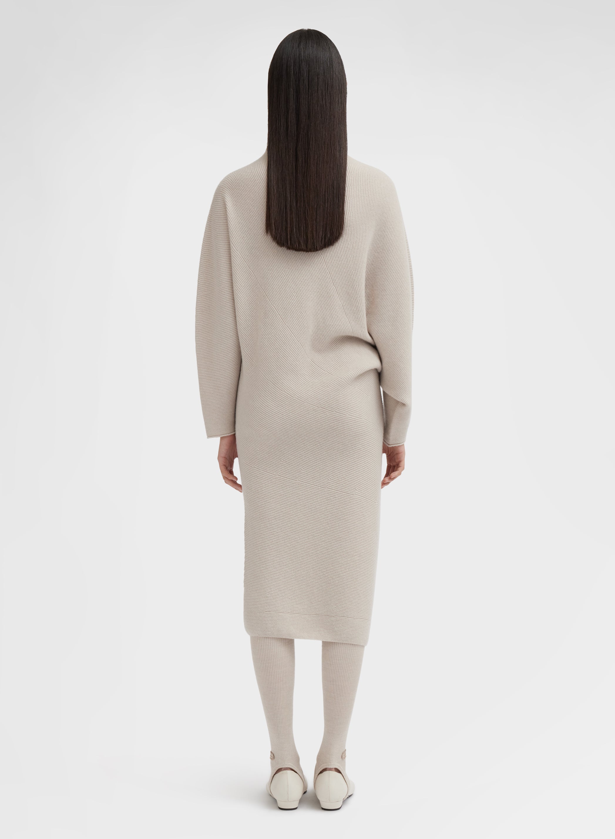 LONG SLEEVE ASYMMETRIC DRESS CASHMERE MOON