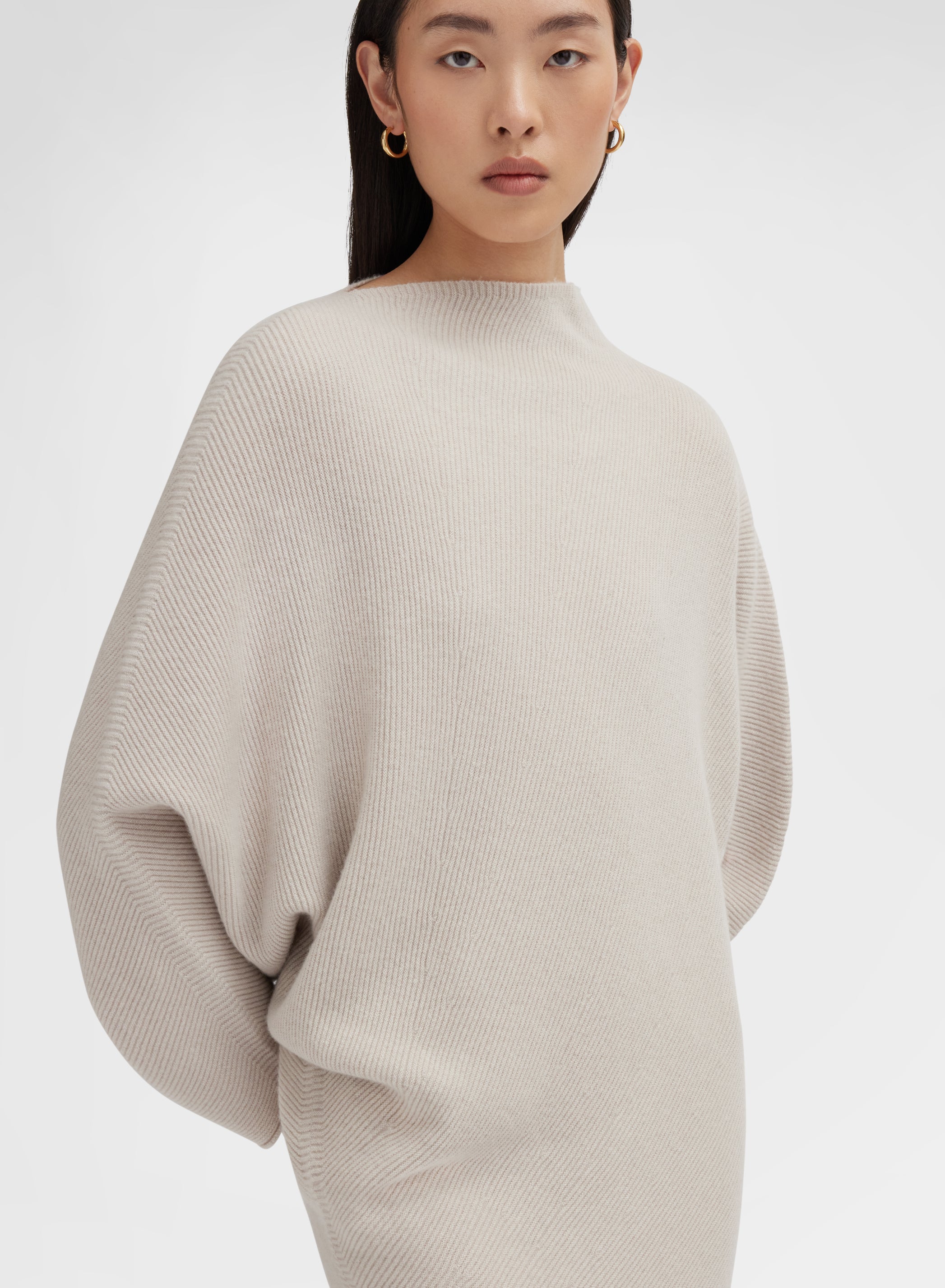 LONG SLEEVE ASYMMETRIC DRESS CASHMERE MOON