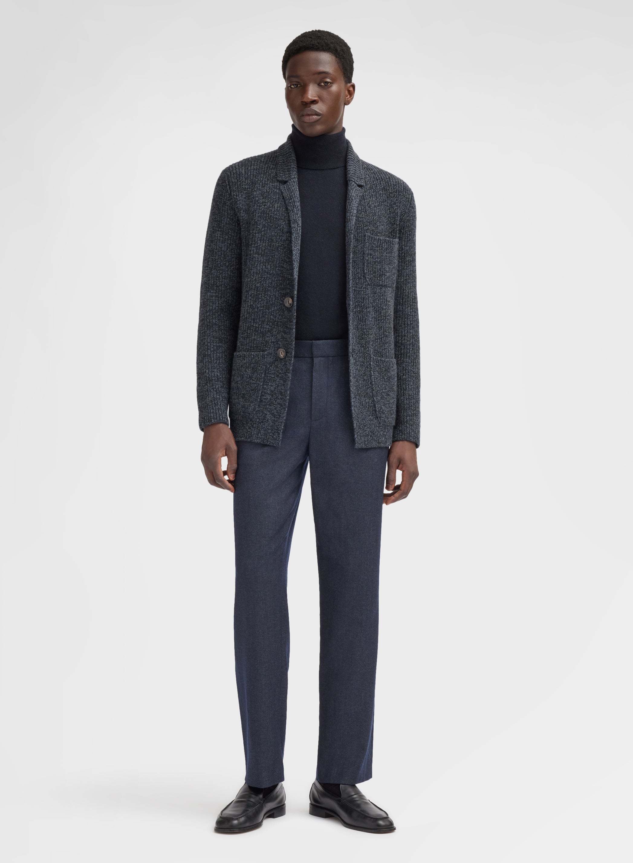 LONG SLEEVE JACKET PEARL CASHMERE NAVY