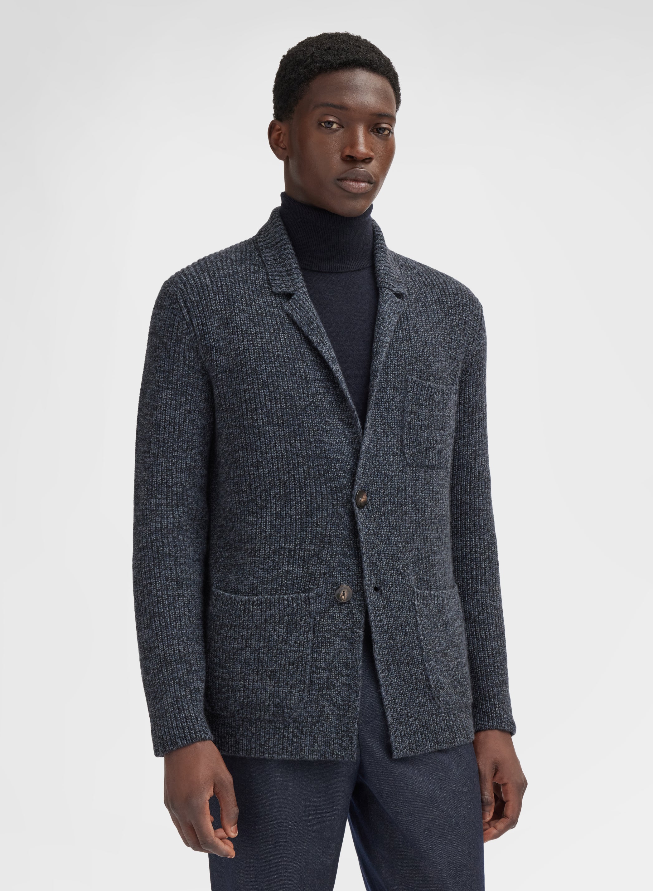 LONG SLEEVE JACKET PEARL CASHMERE NAVY