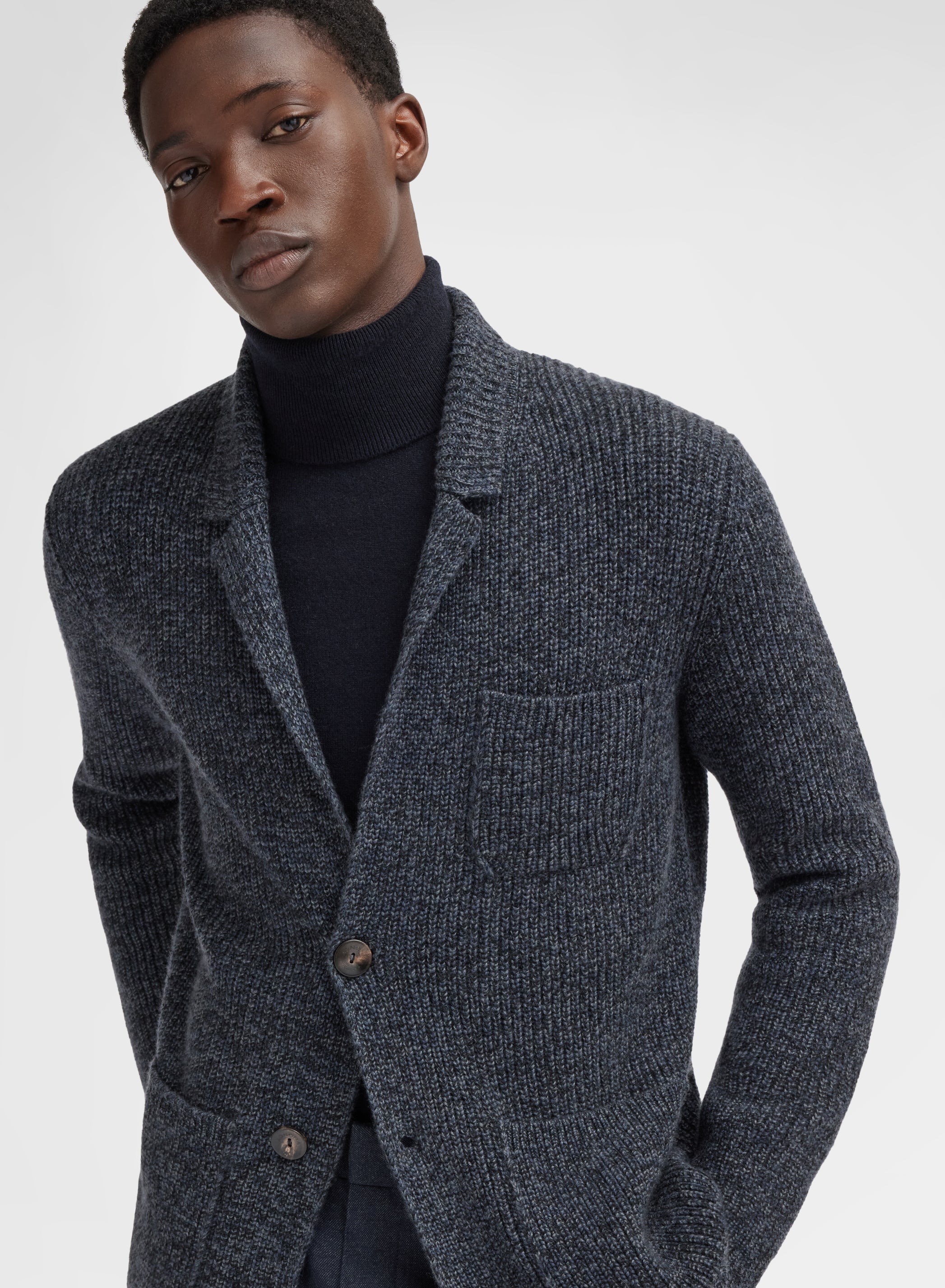LONG SLEEVE JACKET PEARL CASHMERE NAVY