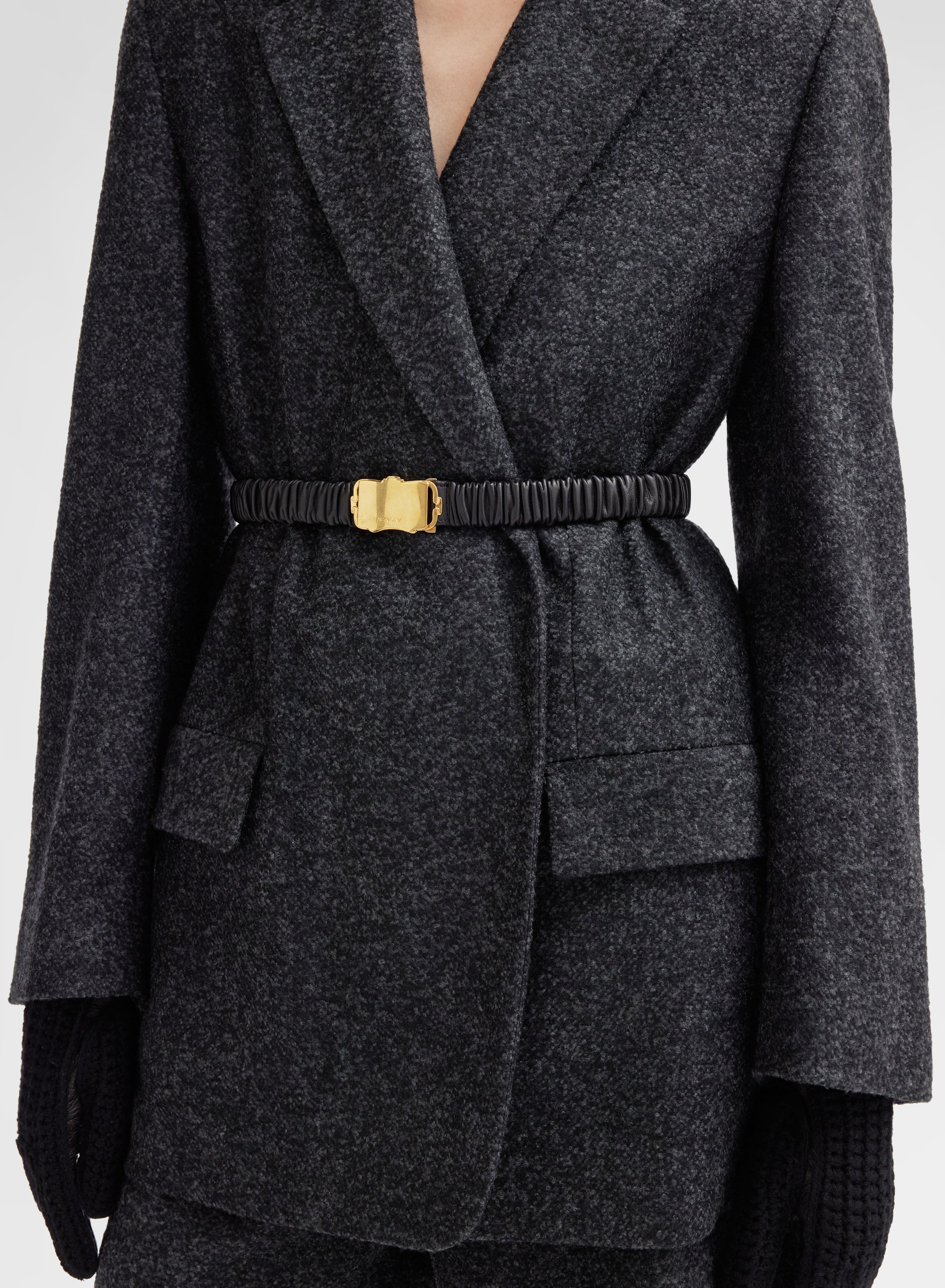 LEATHER ELASTIC BELT NAPPA APOLO BLACK