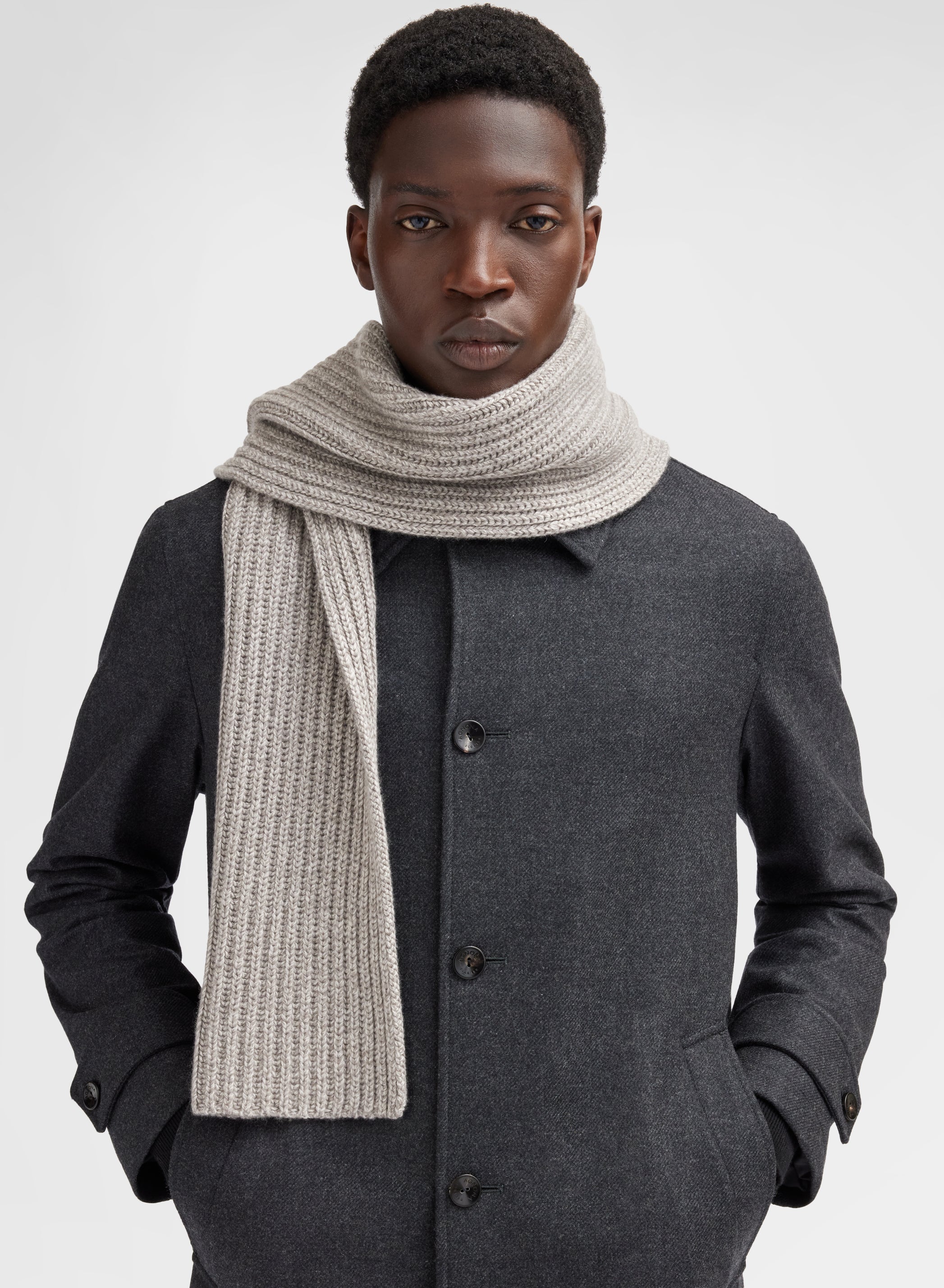 CASHMERE MOULINE SCARF MOON