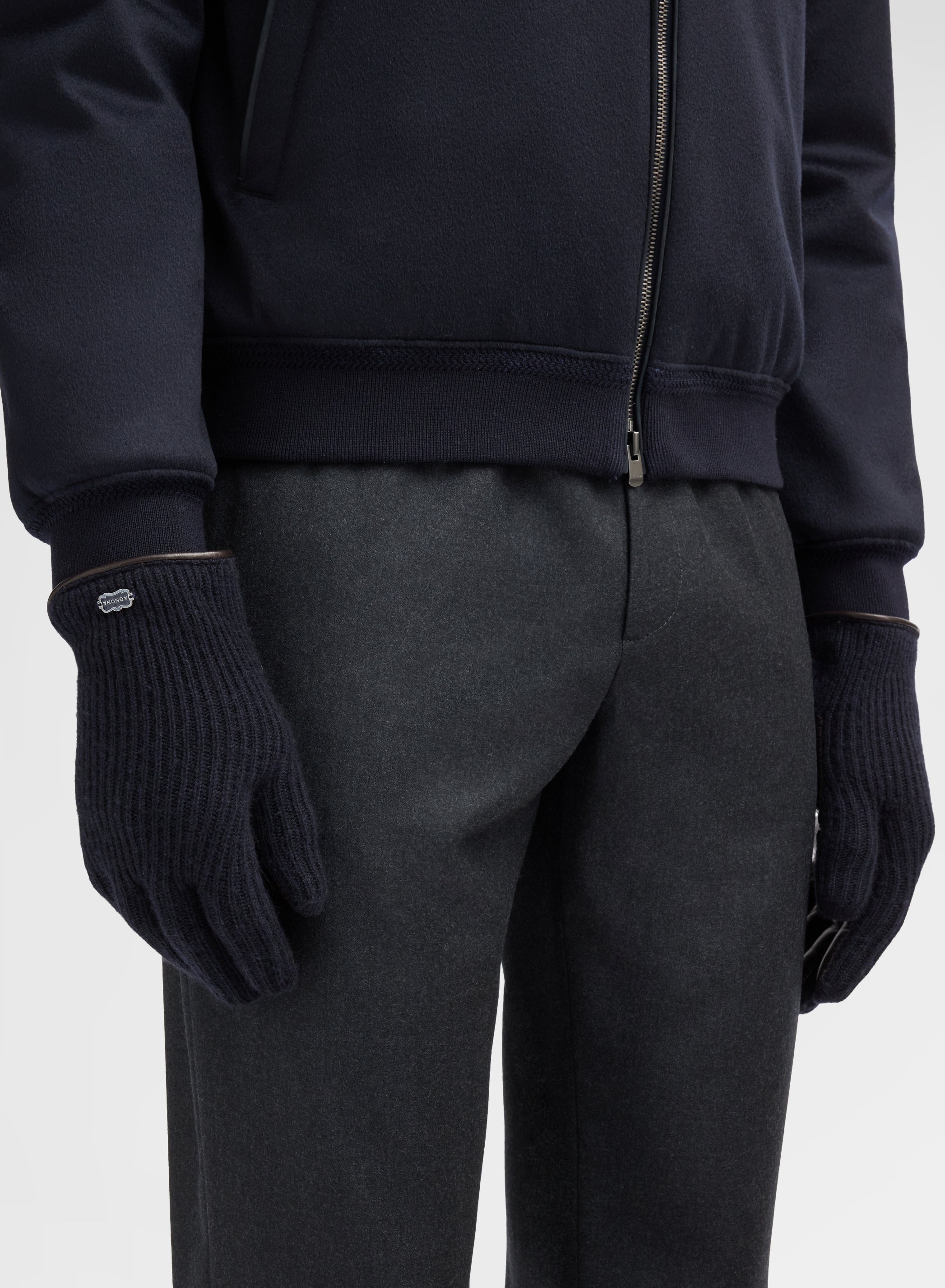 CASHMERE - ENGLISH RIB GLOVES NAVY