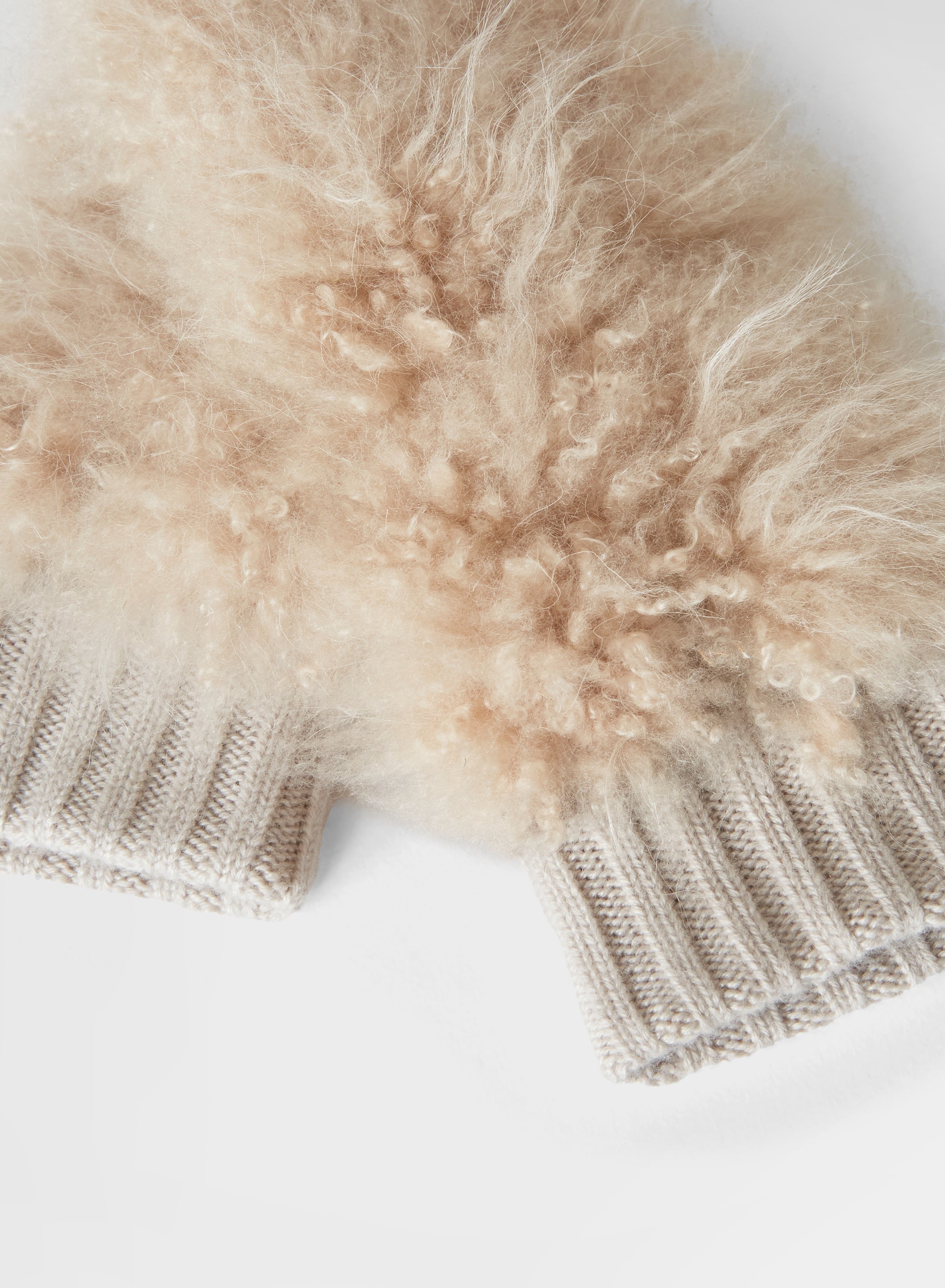 CASHMERE RIB GLOVES CHAMPAGNE