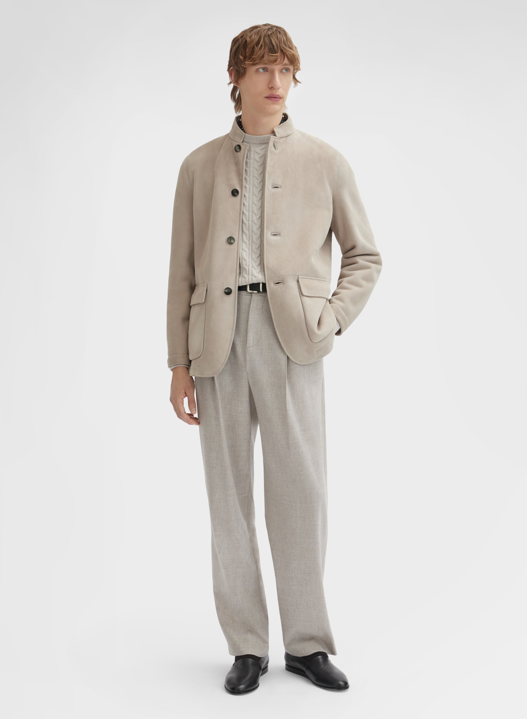 SUEDE SHEARLING JACKET TAUPE