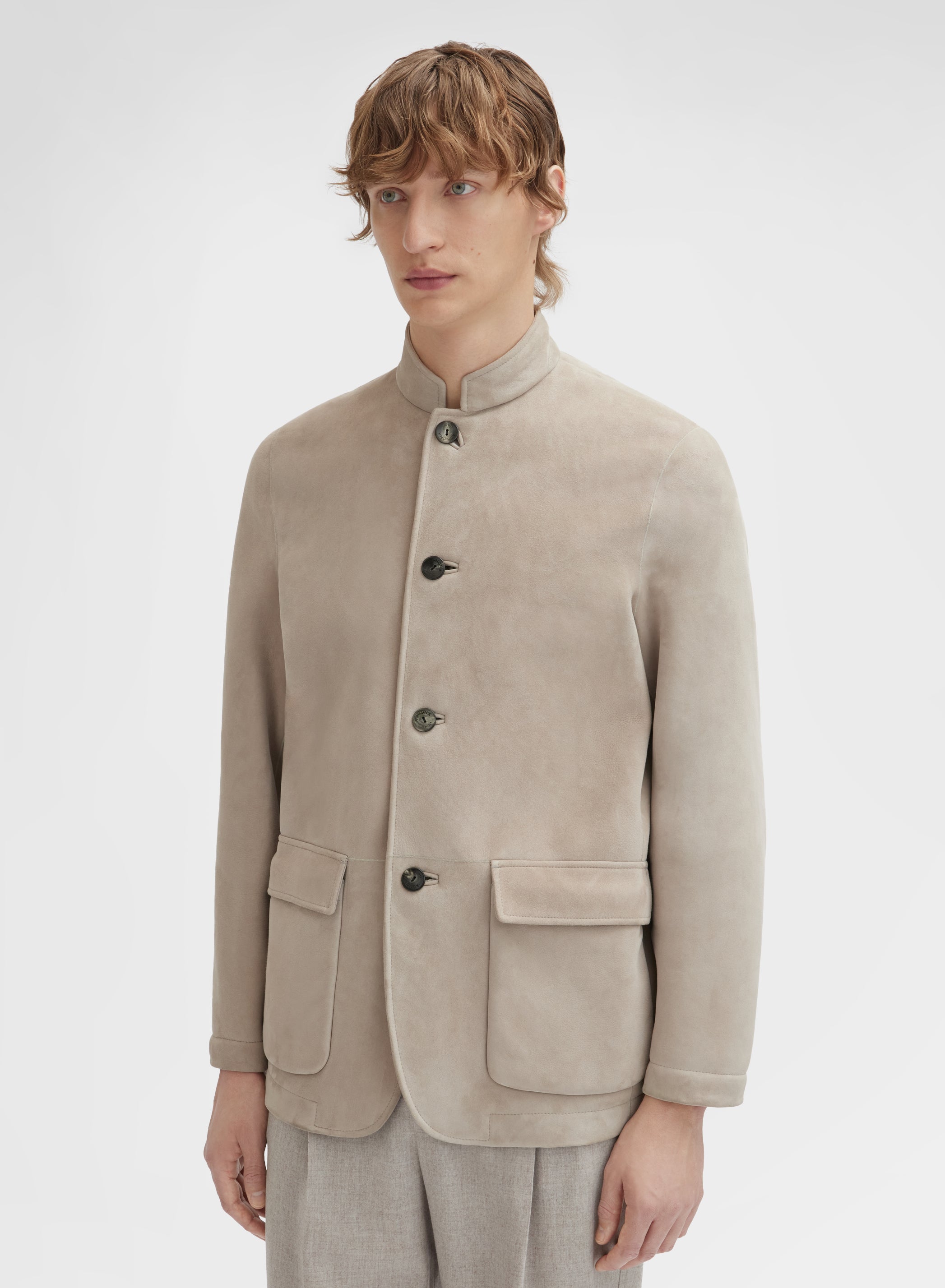 SUEDE SHEARLING JACKET TAUPE