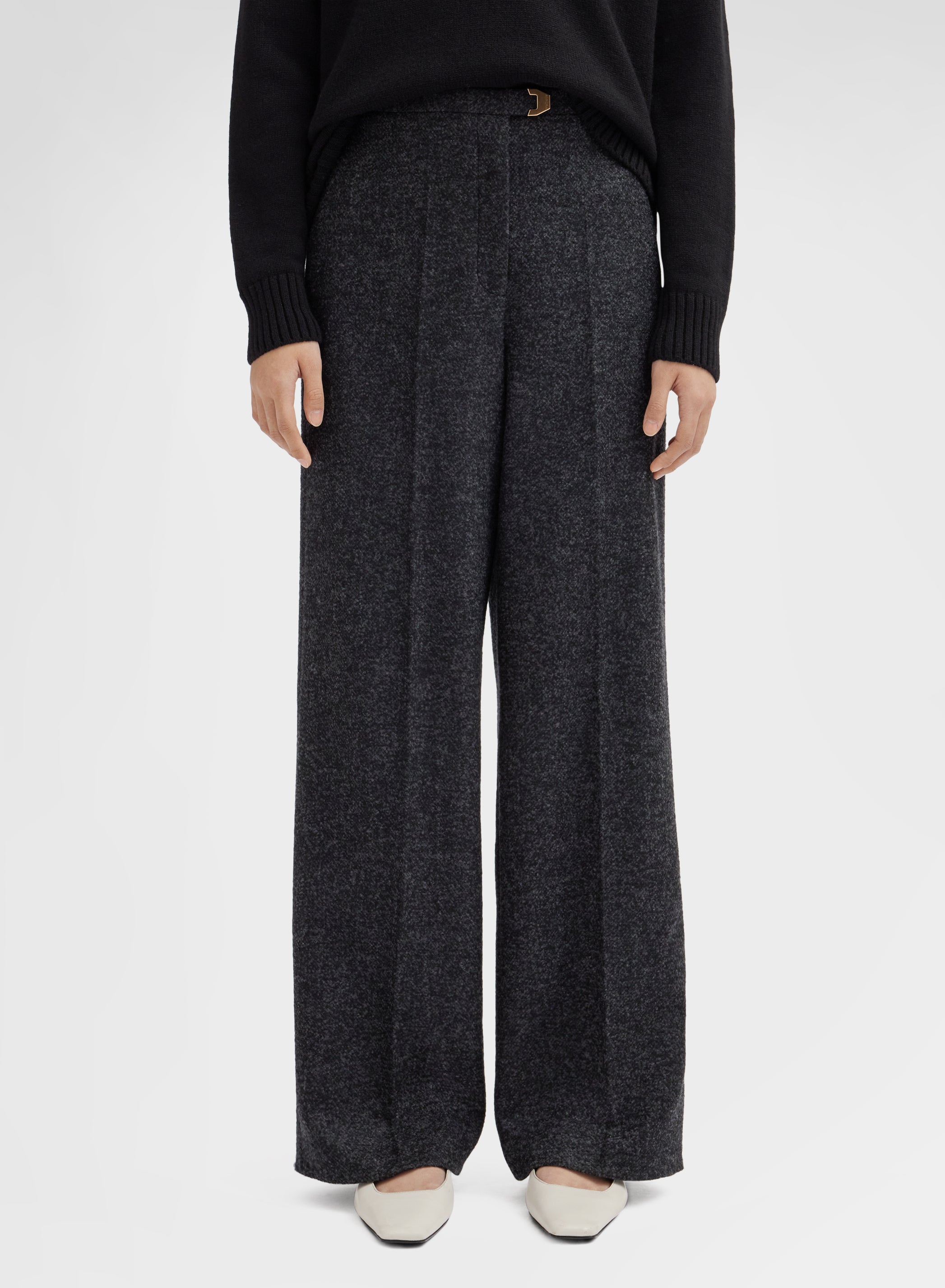 PRESSED BOUCLE AMANDA PANTS DARK GREY