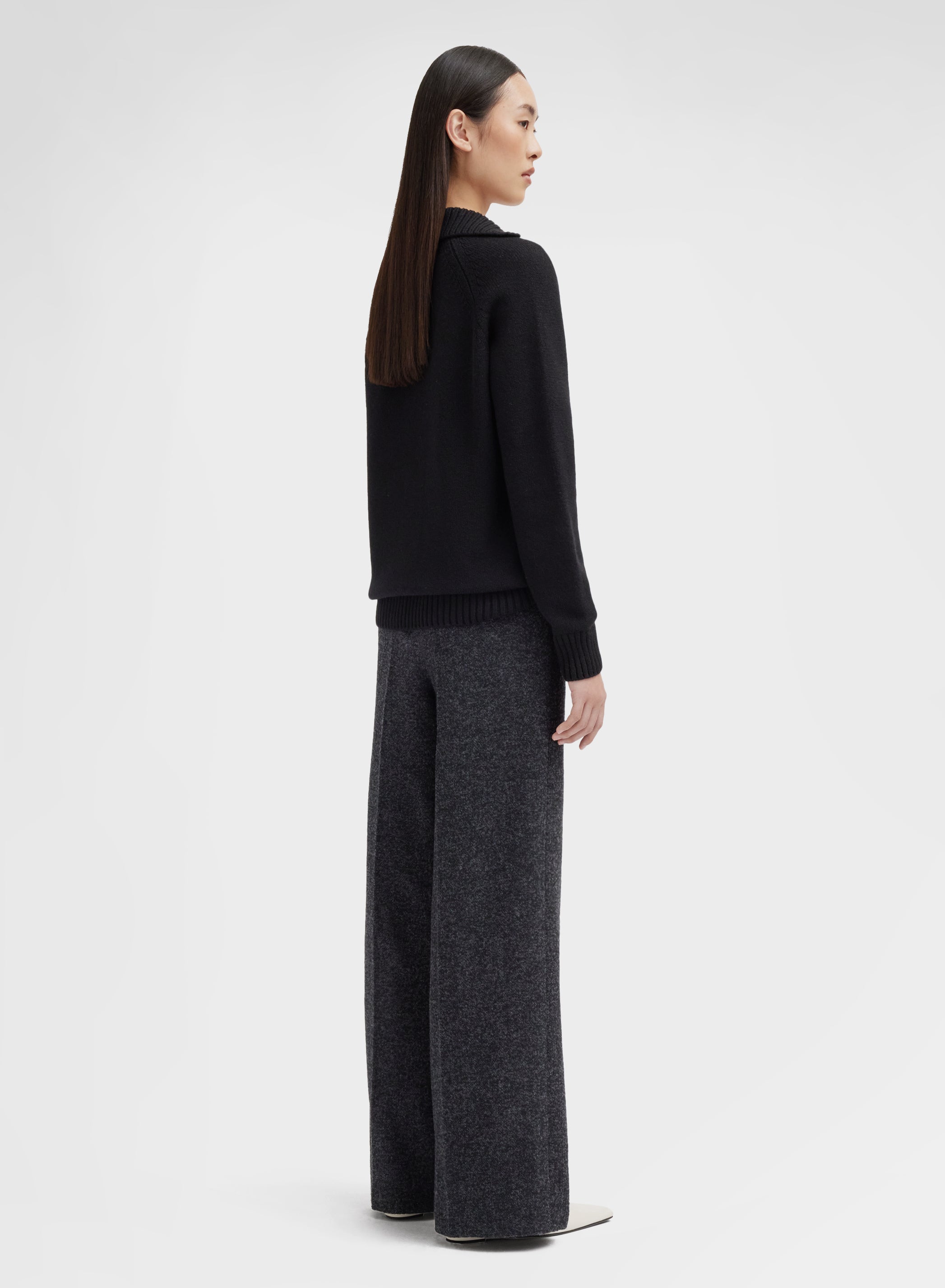 PRESSED BOUCLE AMANDA PANTS DARK GREY