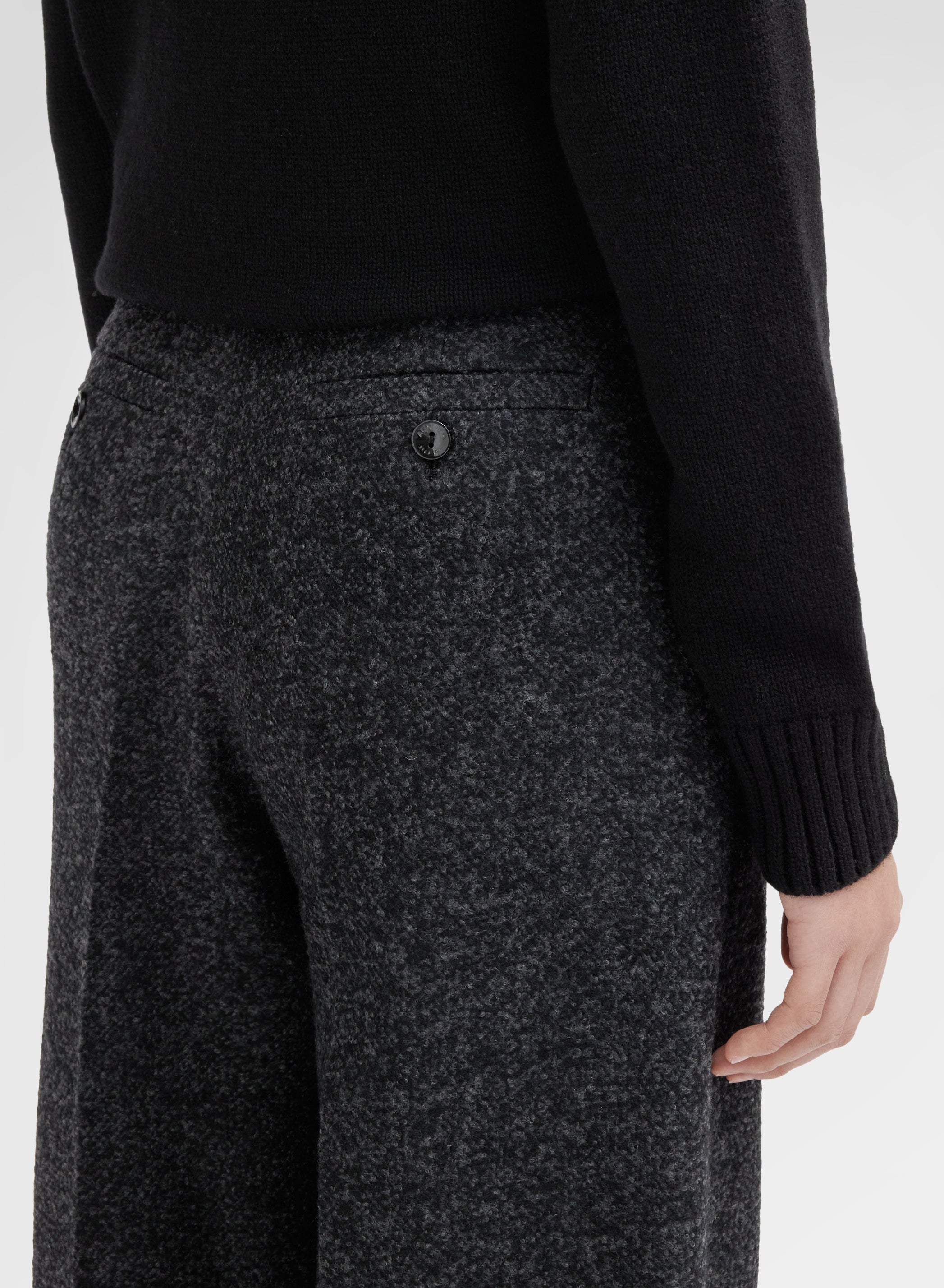 PRESSED BOUCLE AMANDA PANTS DARK GREY