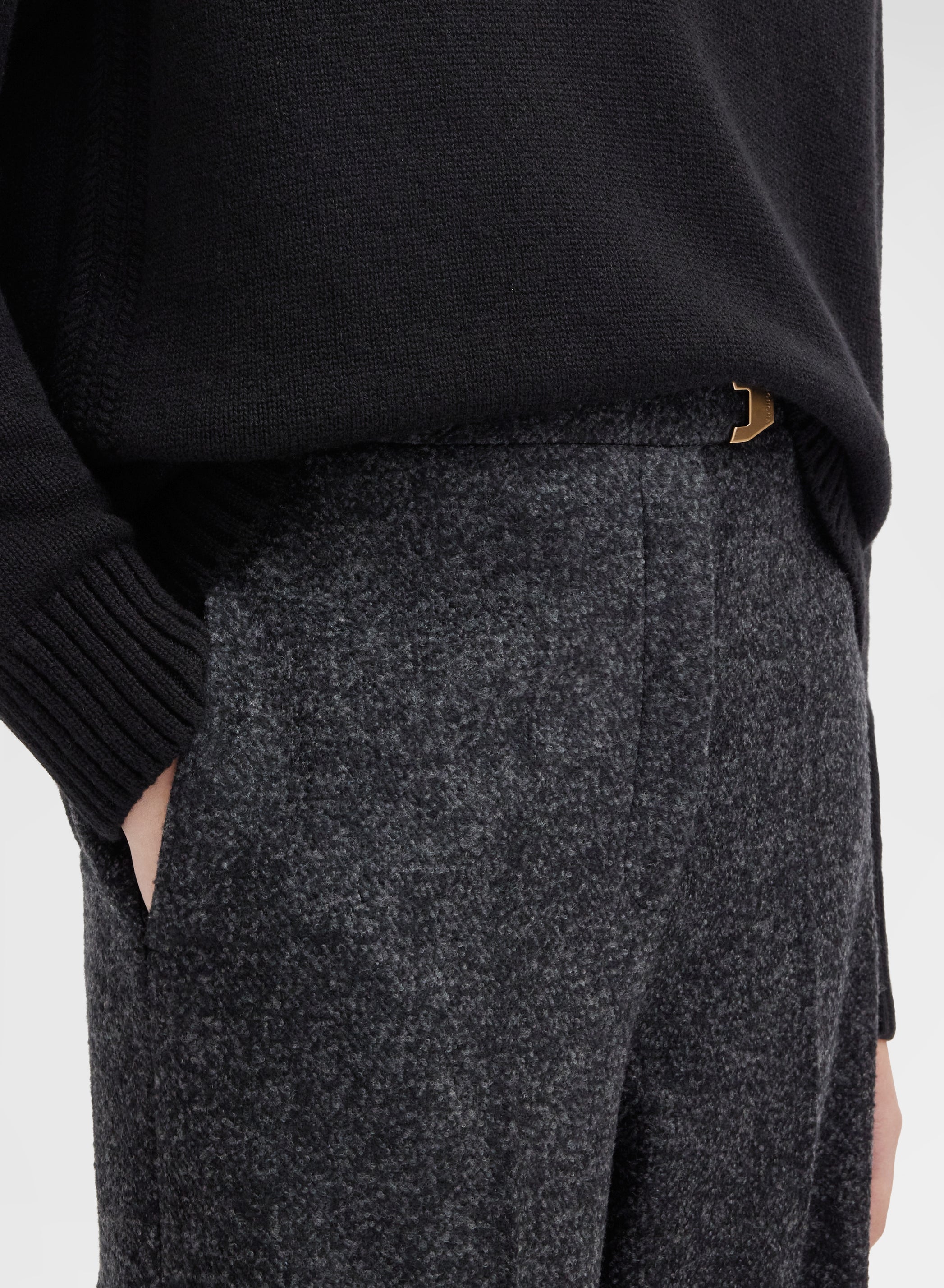 PRESSED BOUCLE AMANDA PANTS DARK GREY