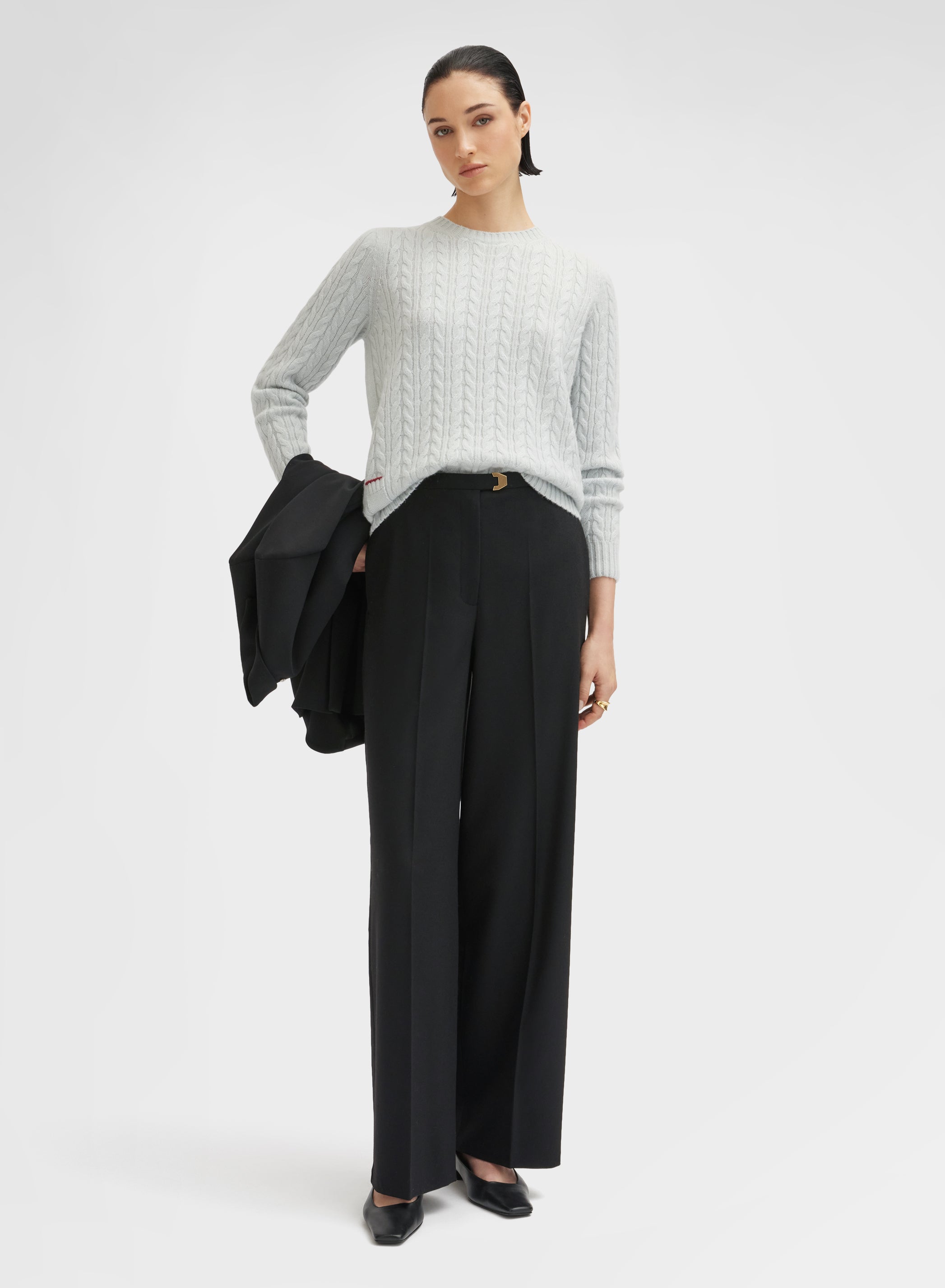 WOMAN WOOL CASHMERE STRETCH FLANNEL AMANDA PANTS BLACK