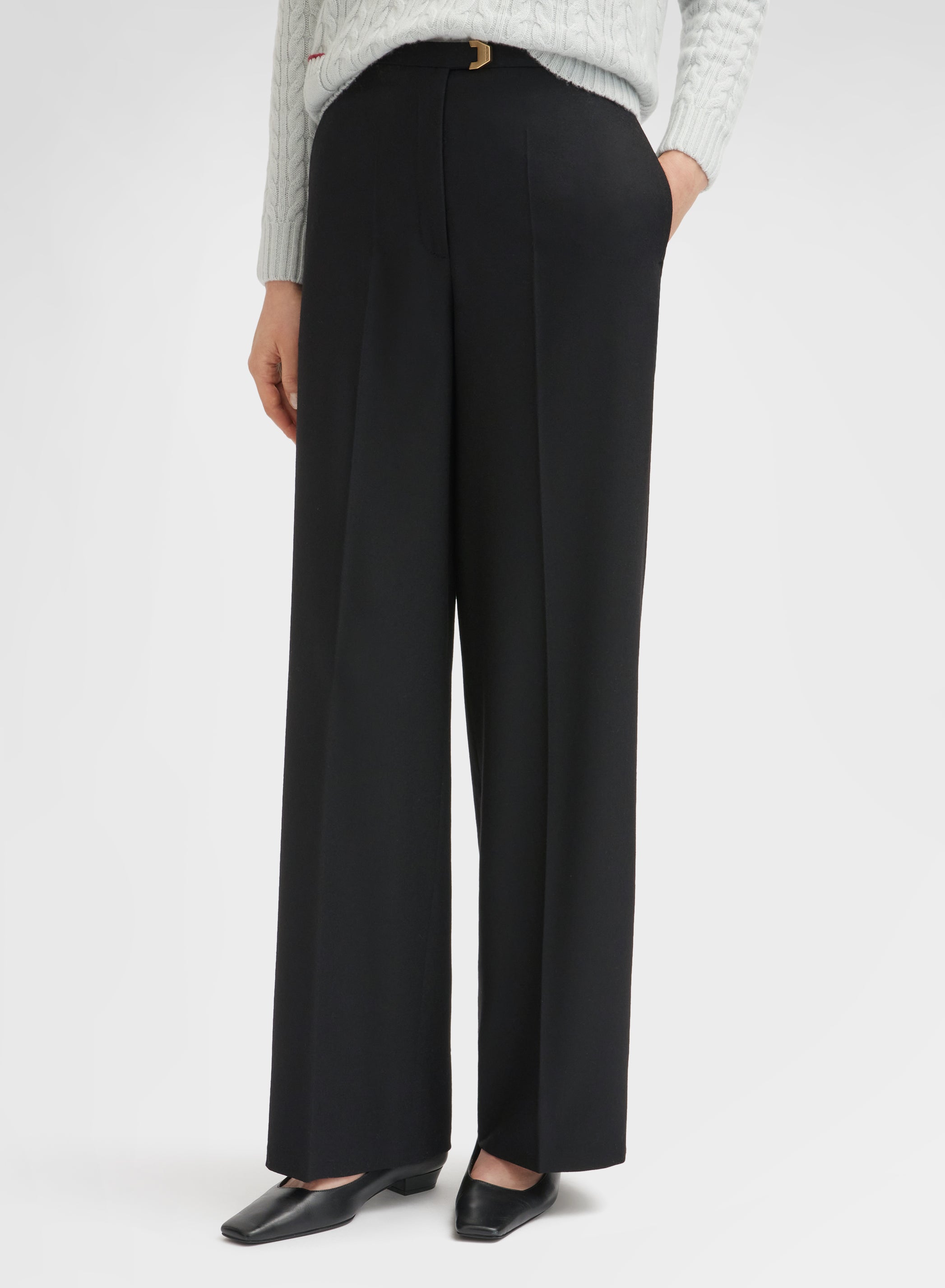 WOMAN WOOL CASHMERE STRETCH FLANNEL AMANDA PANTS BLACK