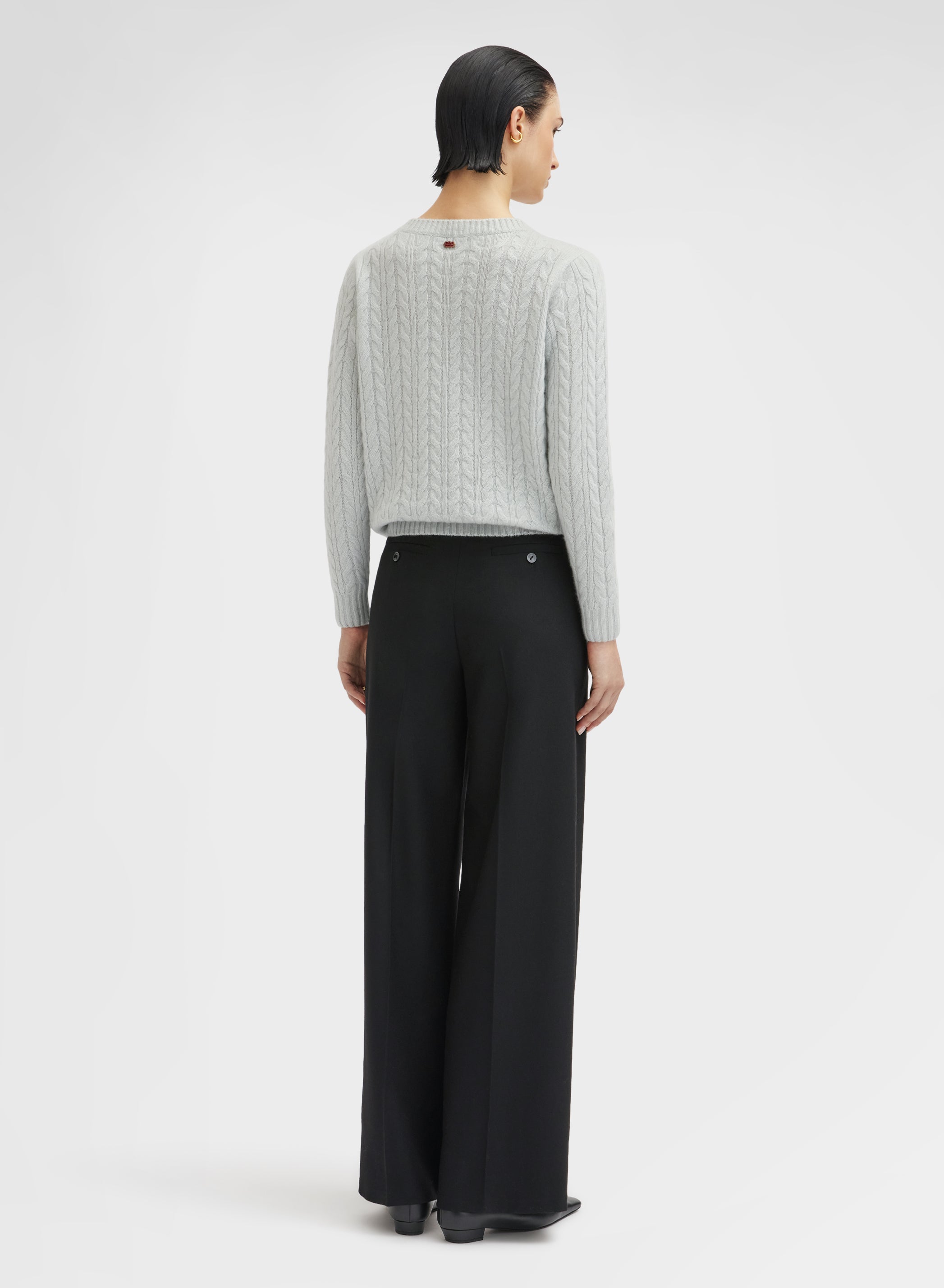 WOMAN WOOL CASHMERE STRETCH FLANNEL AMANDA PANTS BLACK
