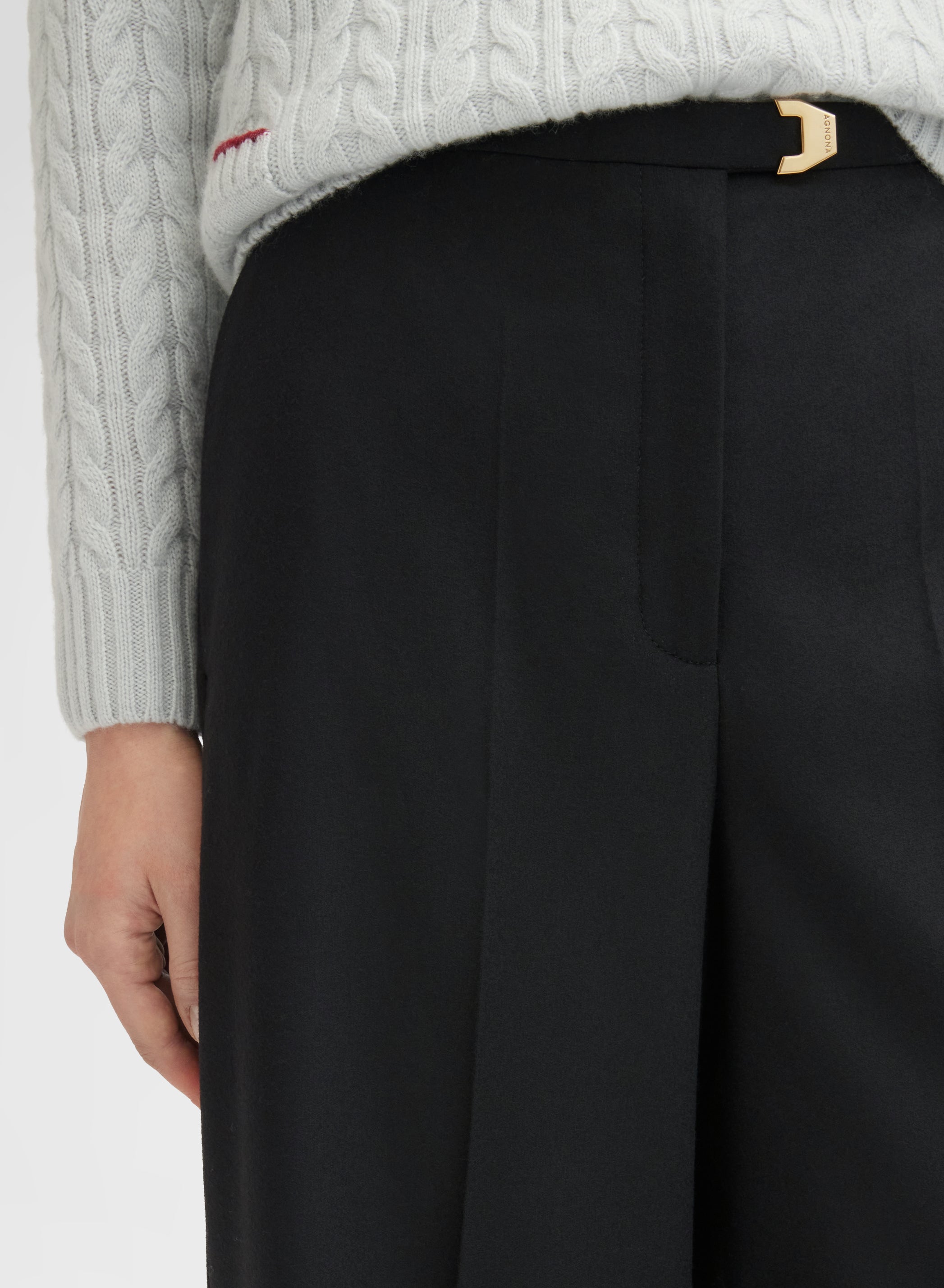 WOMAN WOOL CASHMERE STRETCH FLANNEL AMANDA PANTS BLACK