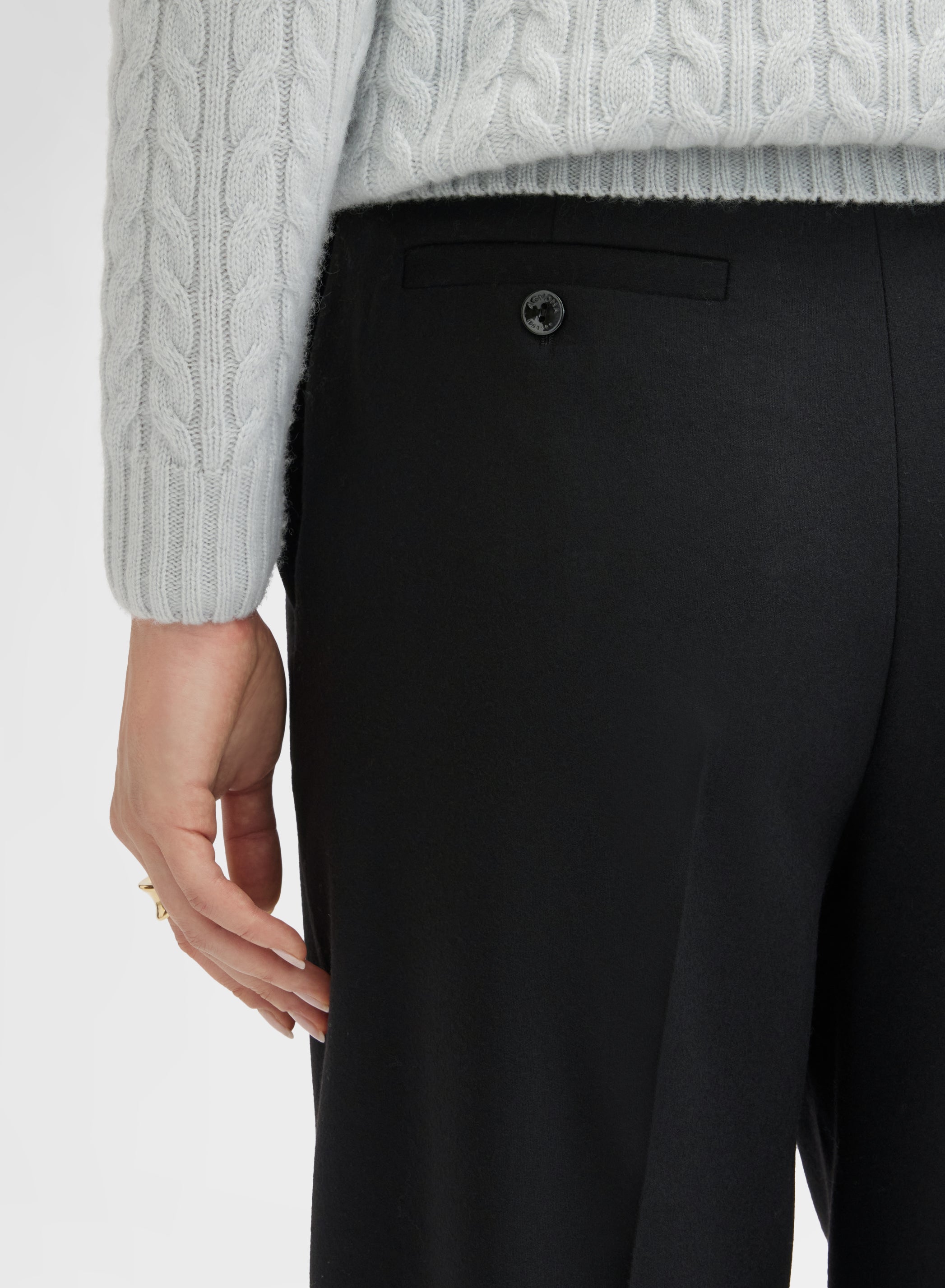 WOMAN WOOL CASHMERE STRETCH FLANNEL AMANDA PANTS BLACK