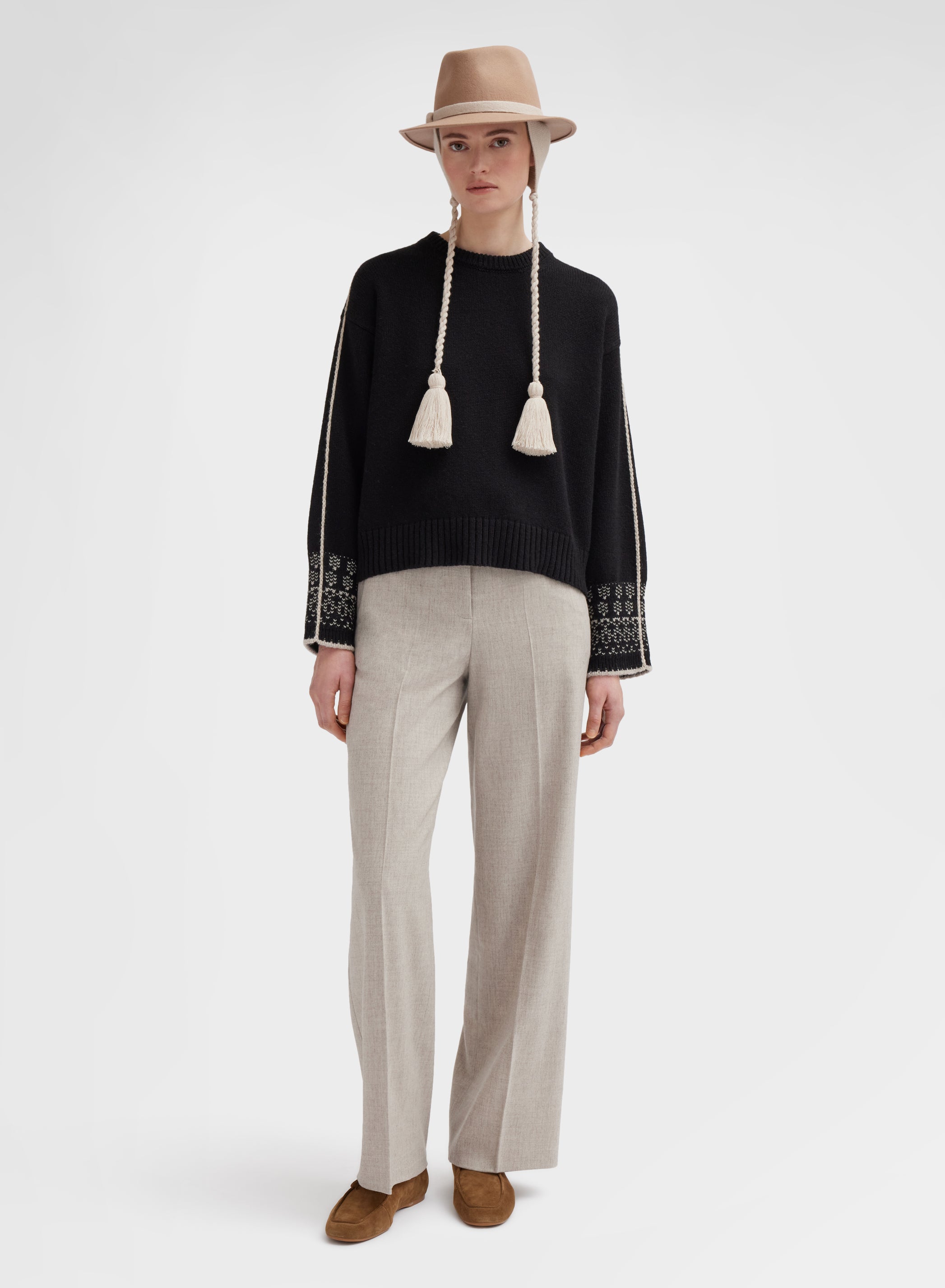 WOMAN WOOL CASHMERE STRETCH FLANNEL AMANDA PANTS CANVAS