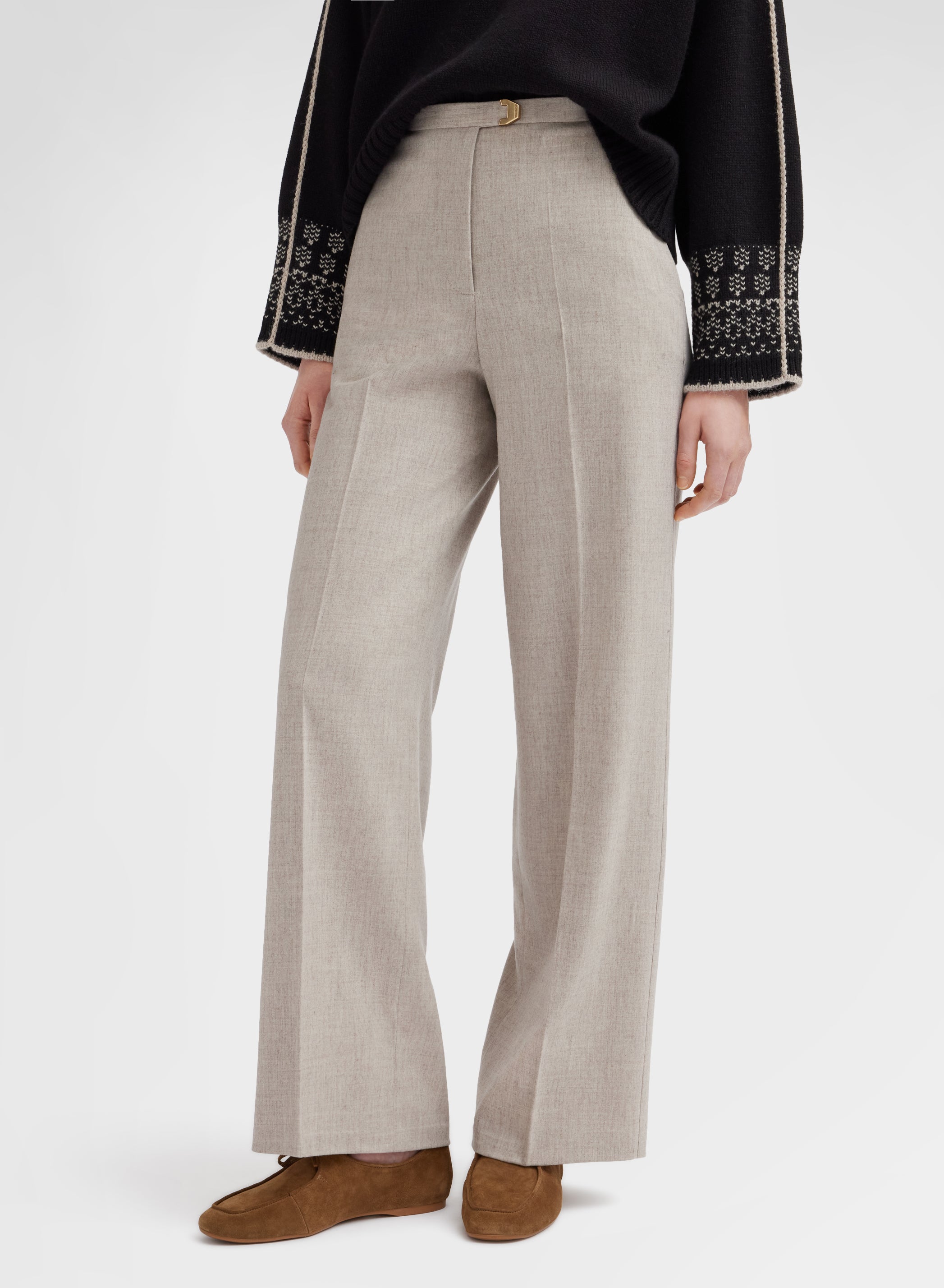 WOMAN WOOL CASHMERE STRETCH FLANNEL AMANDA PANTS CANVAS
