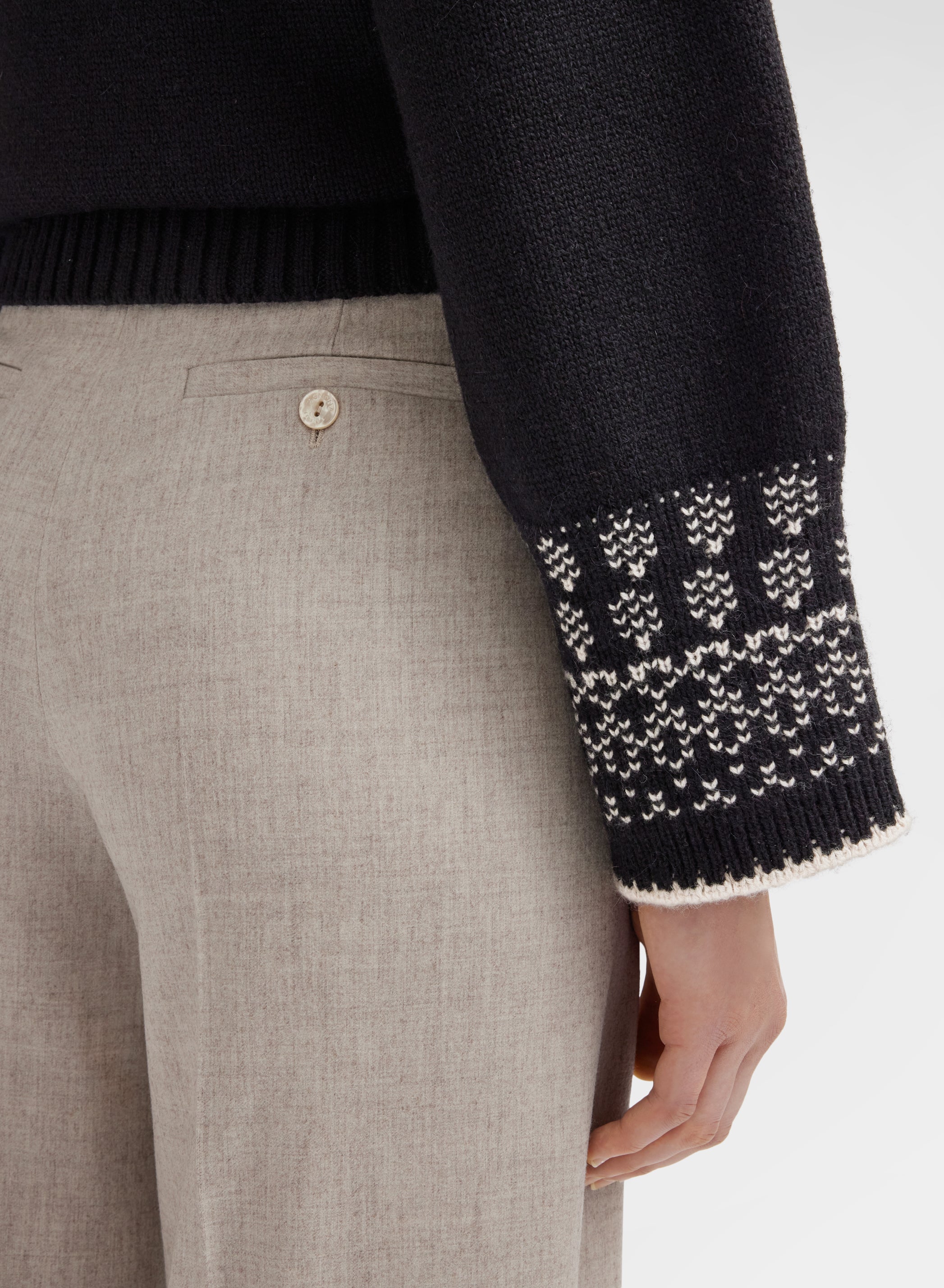 WOMAN WOOL CASHMERE STRETCH FLANNEL AMANDA PANTS CANVAS