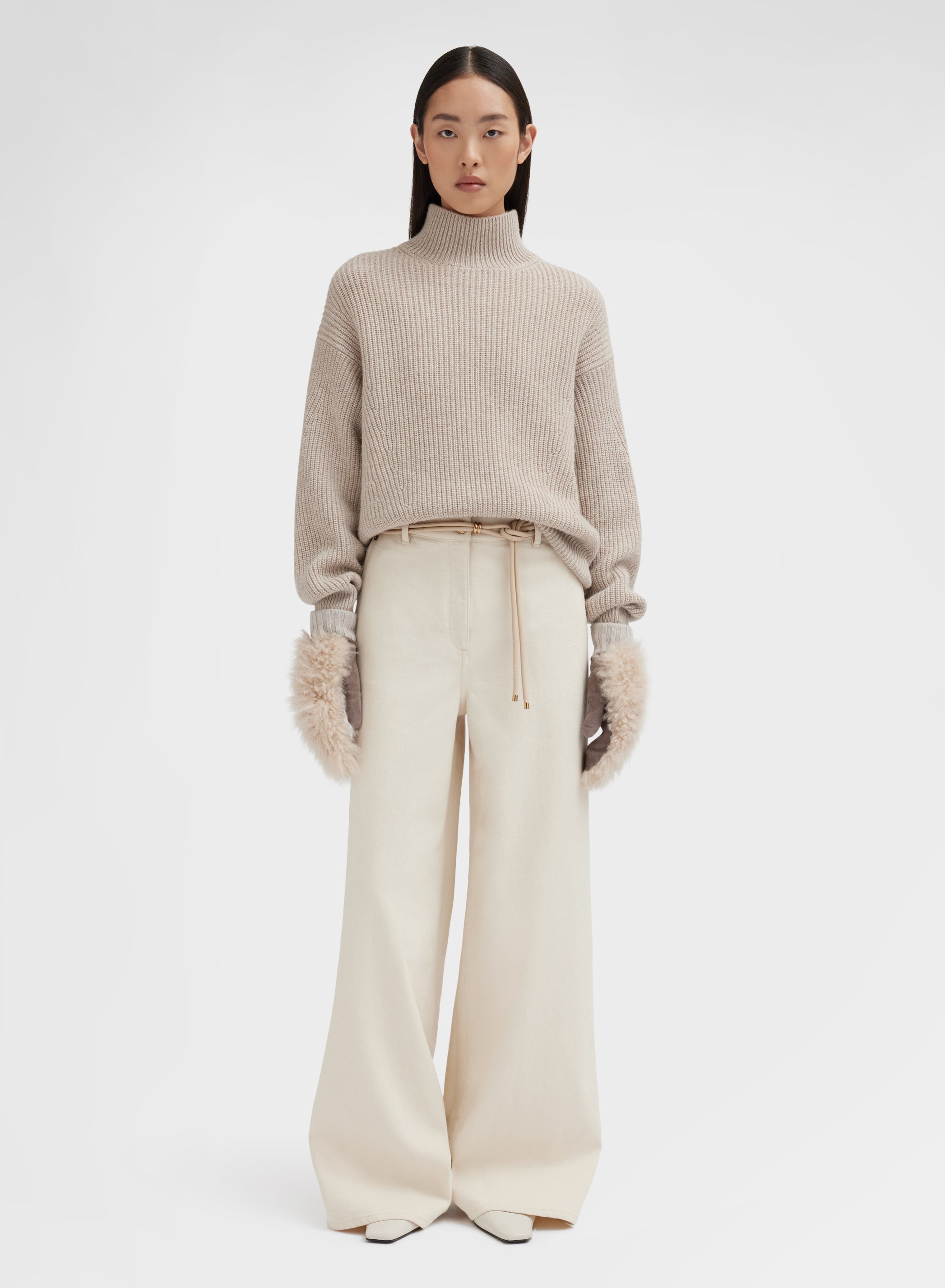 WOMAN DENIM PANTS ECRU