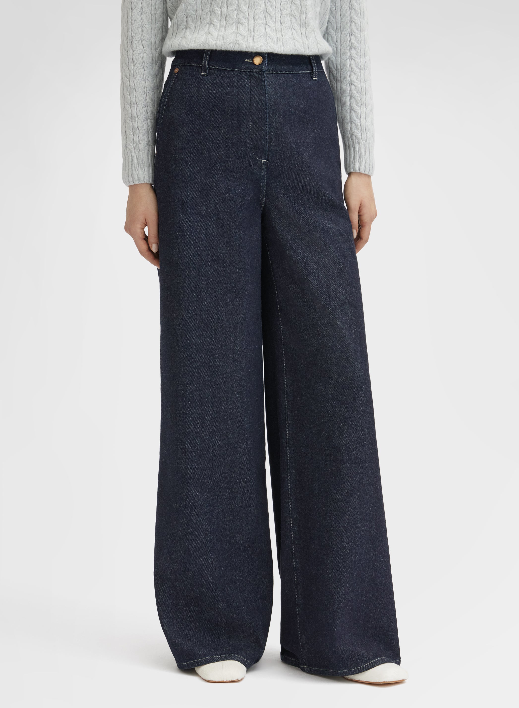 WOMAN COTTON CASHMERE DENIM PANTS NIGHT