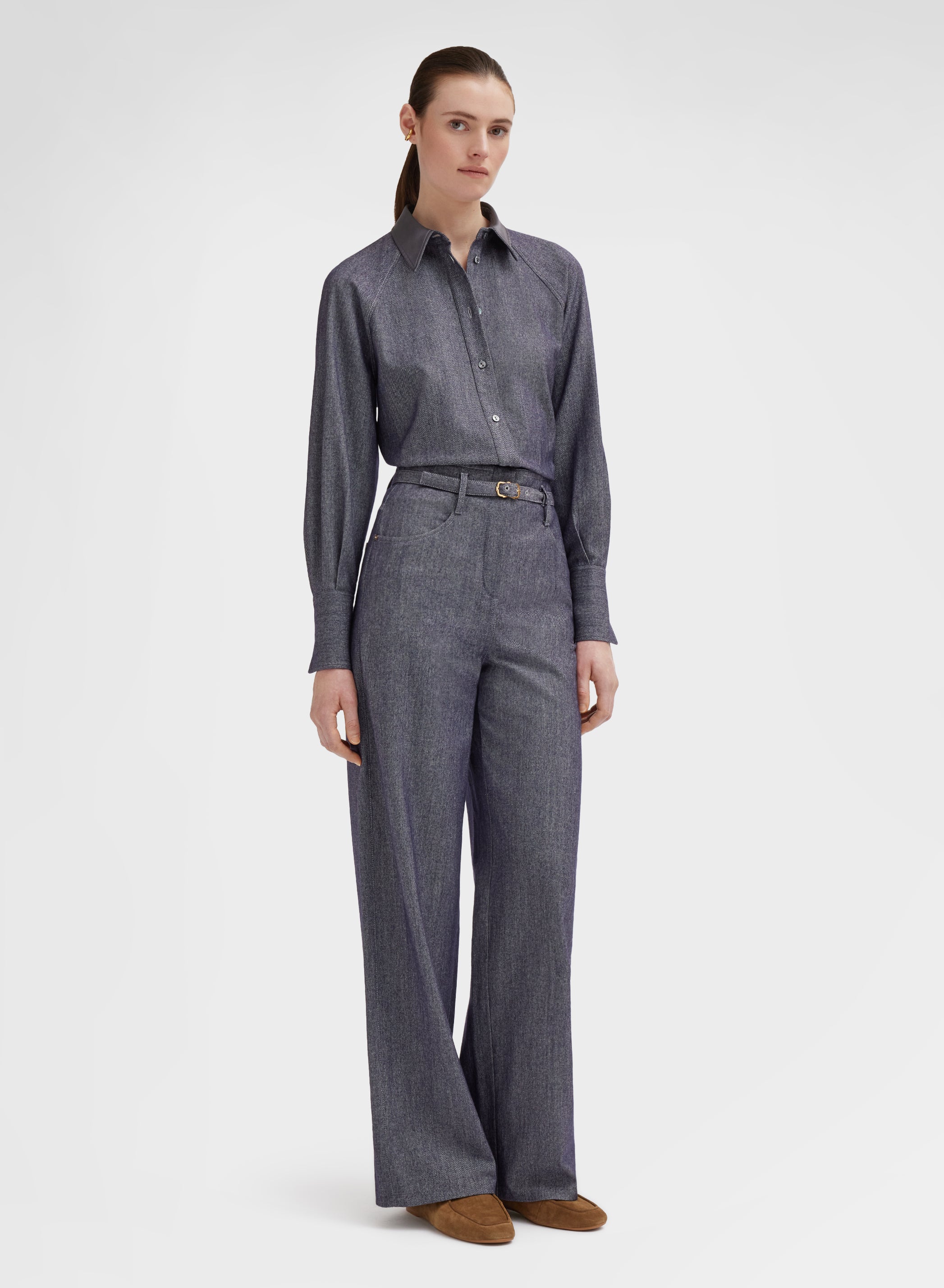COTTON CASHMERE DENIM PANTS BLUE CHINA