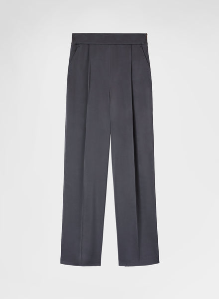 Silk Viscose Blend Pants Dark Grey Wide-Leg | Agnona