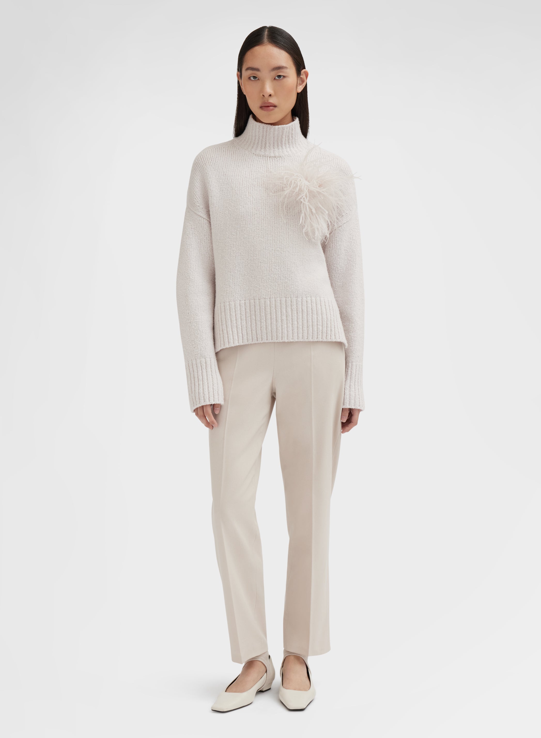 WOOL CASHMERE STRETCH FLANNEL PANTS CHANTILLY