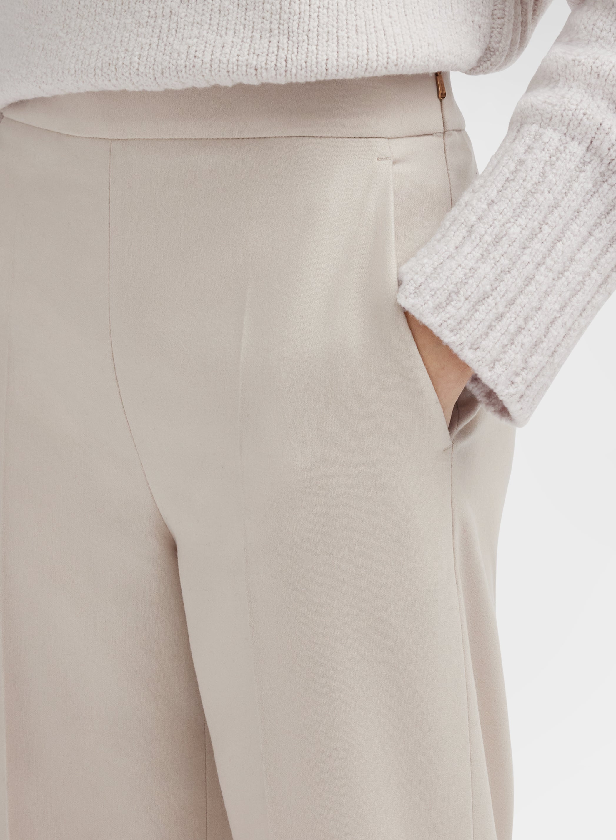WOOL CASHMERE STRETCH FLANNEL PANTS CHANTILLY